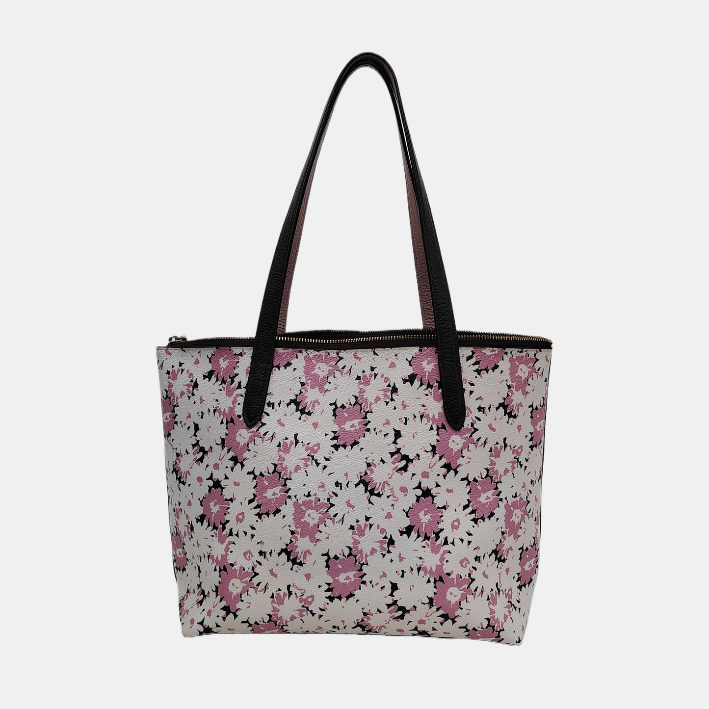 COACH Tote bag Large size White Coated Canvas Printed Carriage Single Shoulder Bag Handbag Golden hardware-(SKU)-942425943