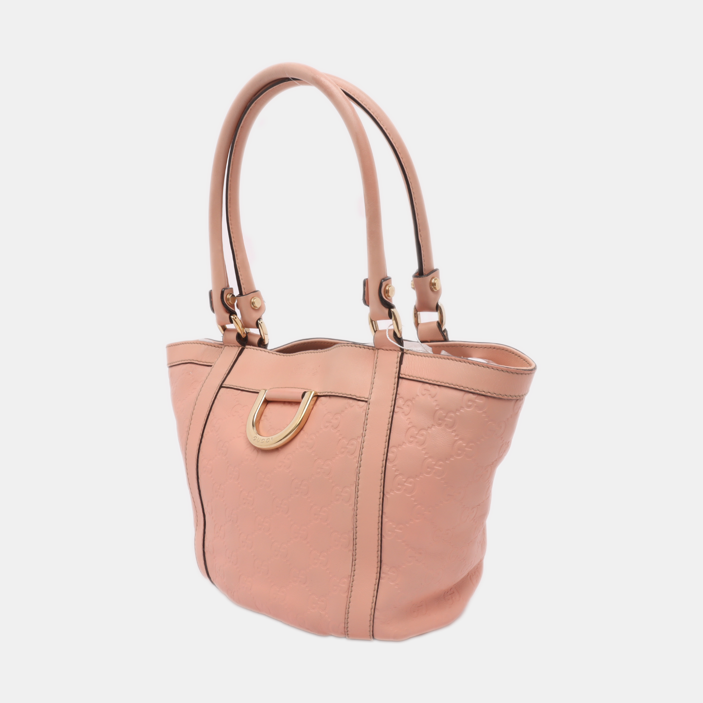 GUCCI D Gold Nude Pink Calfskin Monogrammed Tote Bag Single Shoulder Bag Golden hardware-(SKU)-13640994