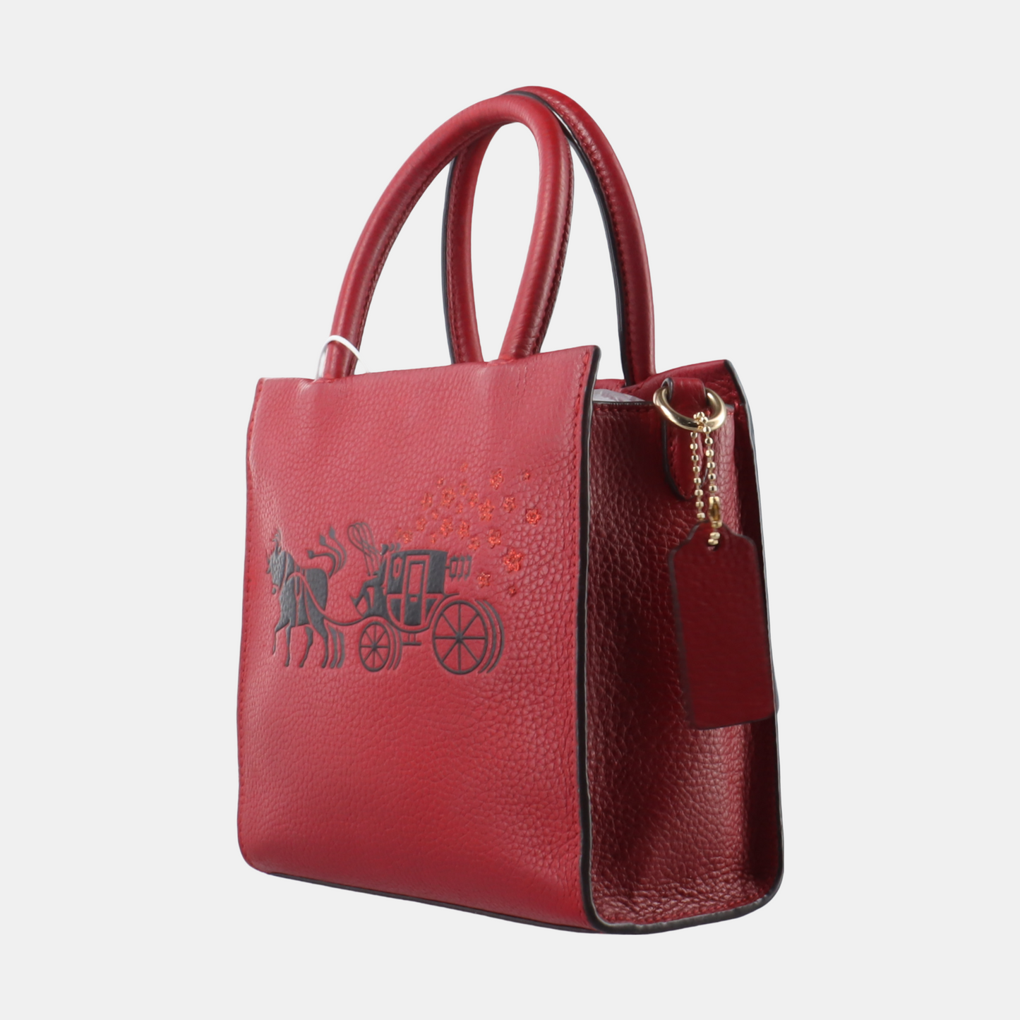 COACH Tote bag Red Leather Carriage Single Shoulder Bag Crossbody Tote Bag Golden hardware Removable shoulder strap-(SKU)-14064903