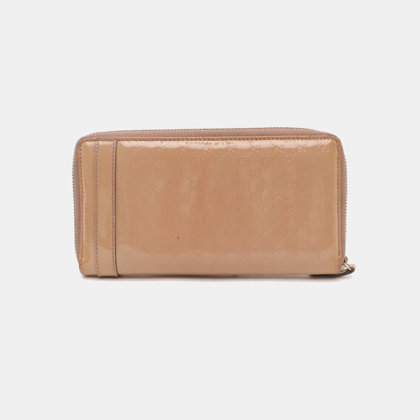 GUCCI Microguccissima Nude Pink Patent Leather Monogrammed Quilted Wallet Golden hardware-(SKU)-937604188