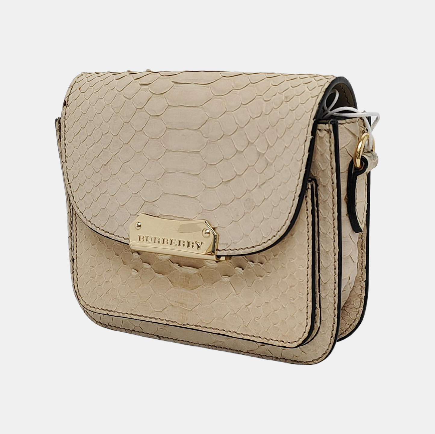BURBERRY Langley Light Gray Leather Snake Pattern Single Shoulder Bag Crossbody Bag Golden hardware Removable shoulder strap-(SKU)-945572337