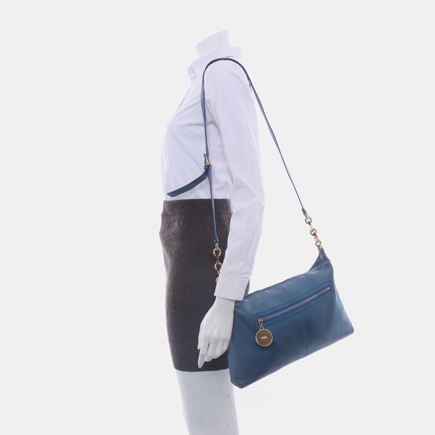 FENDI Blue Cowhide Crossbody Bag Golden hardware-(SKU)-13379706