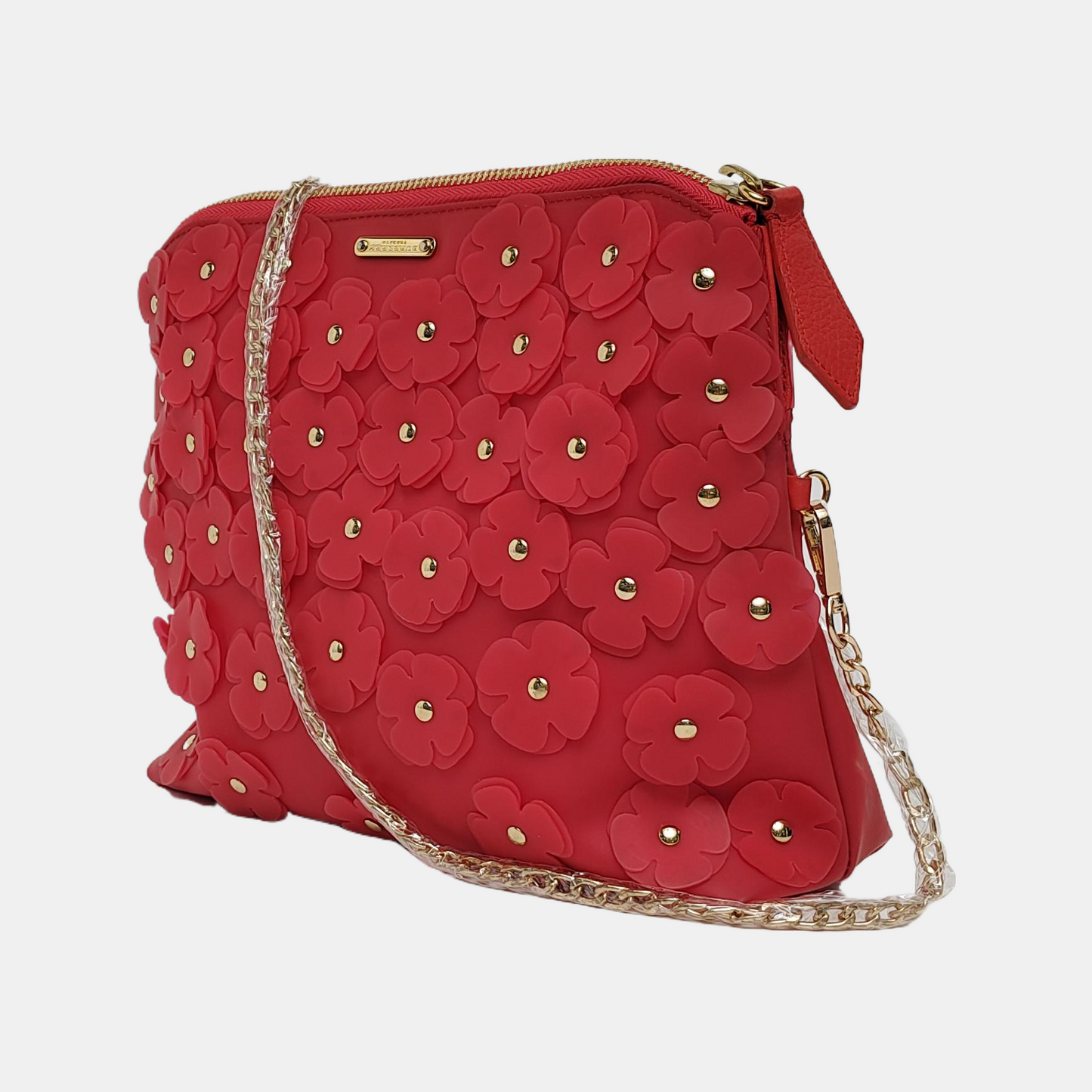 BURBERRY Red Special Material Studs Patchwork Shoulder Bag Crossbody Bag Handbag Golden hardware-(SKU)-942372991