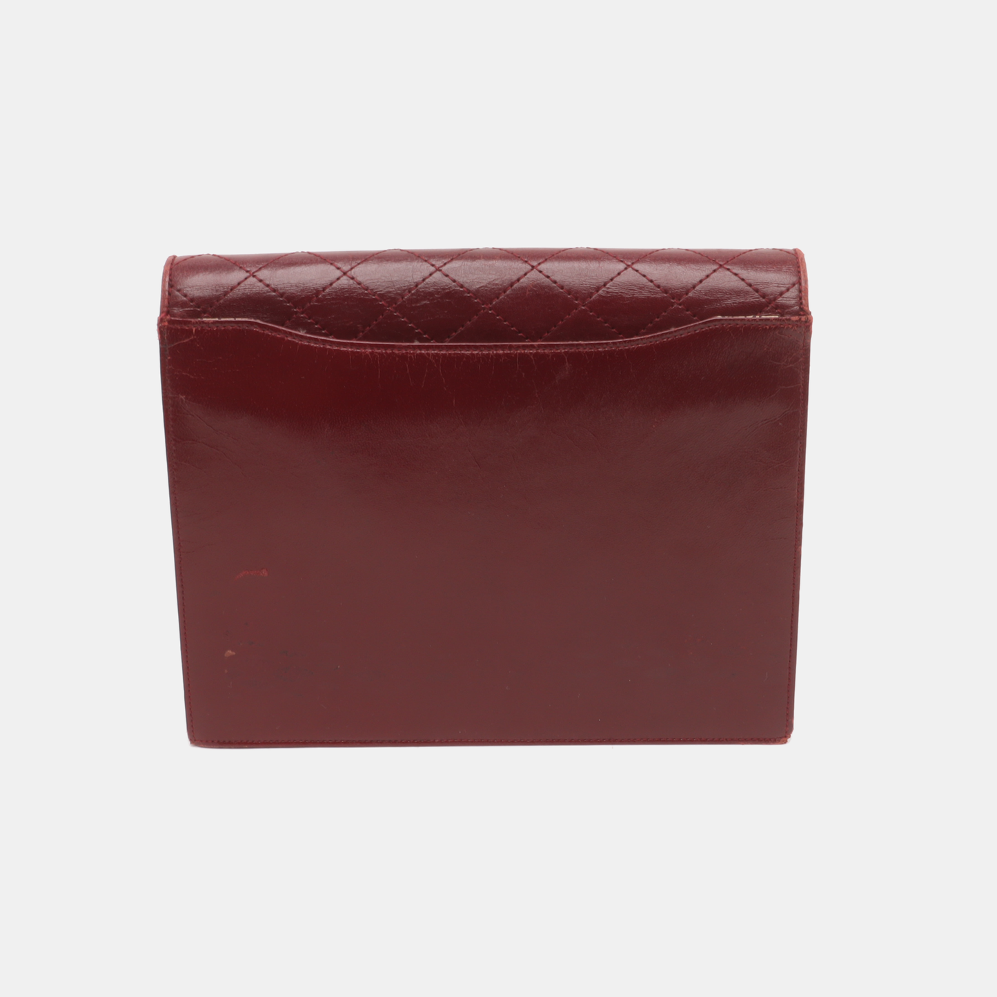 YSL Burgundy Leather Quilted Envelope Bag Handbag-(SKU)-932744673
