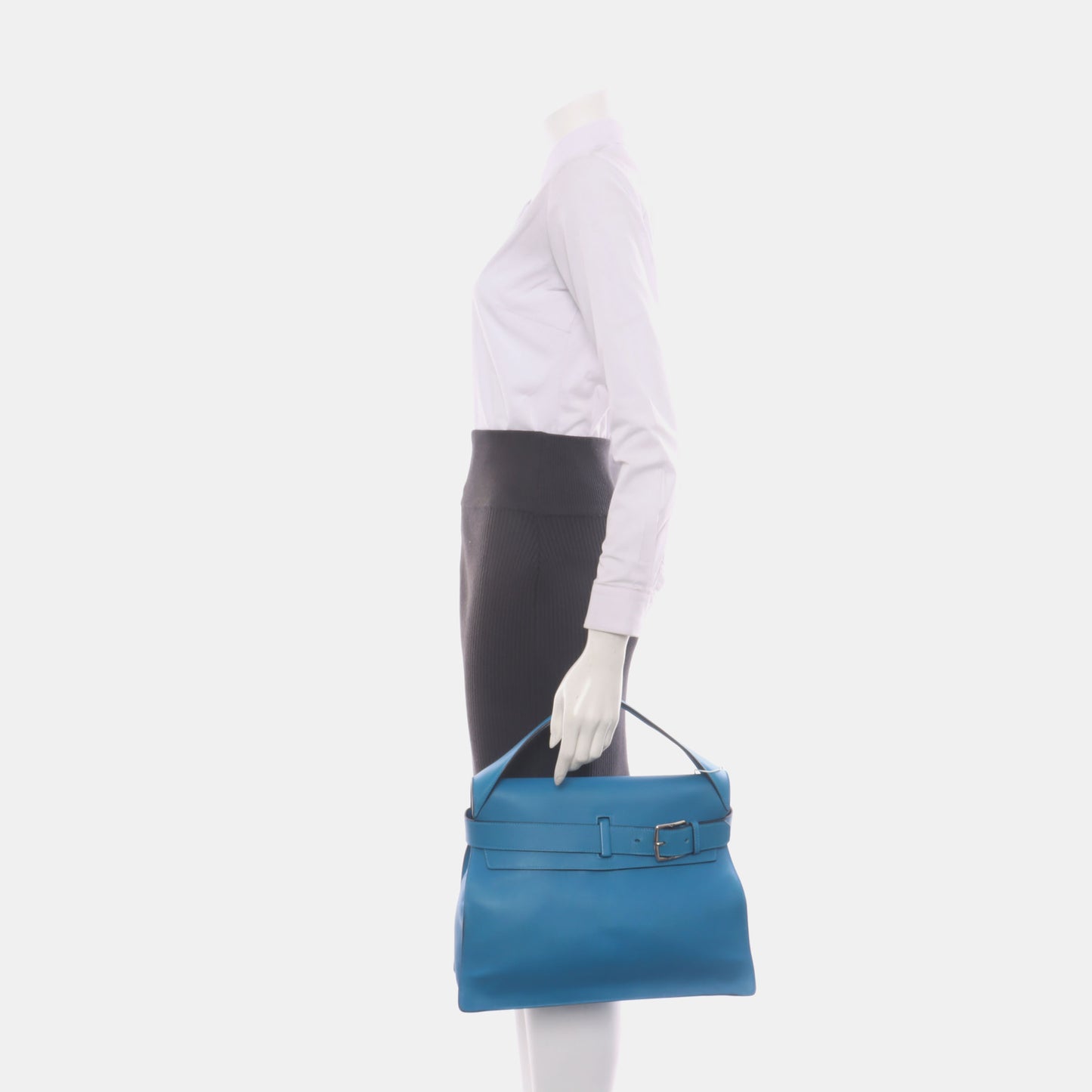 HERMÈS Etribelt Tanzanian Blue Evercolor Leather Tote Bag Silver Hardware 🅀 Stamp-(SKU)-931664662