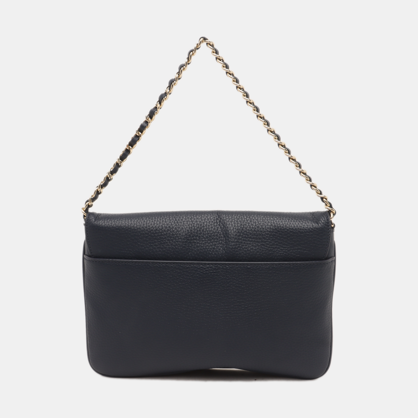 TORY BURCH Dark Blue Leather Shoulder Tote Crossbody Bag Golden hardware Removable shoulder strap-(SKU)-14258983