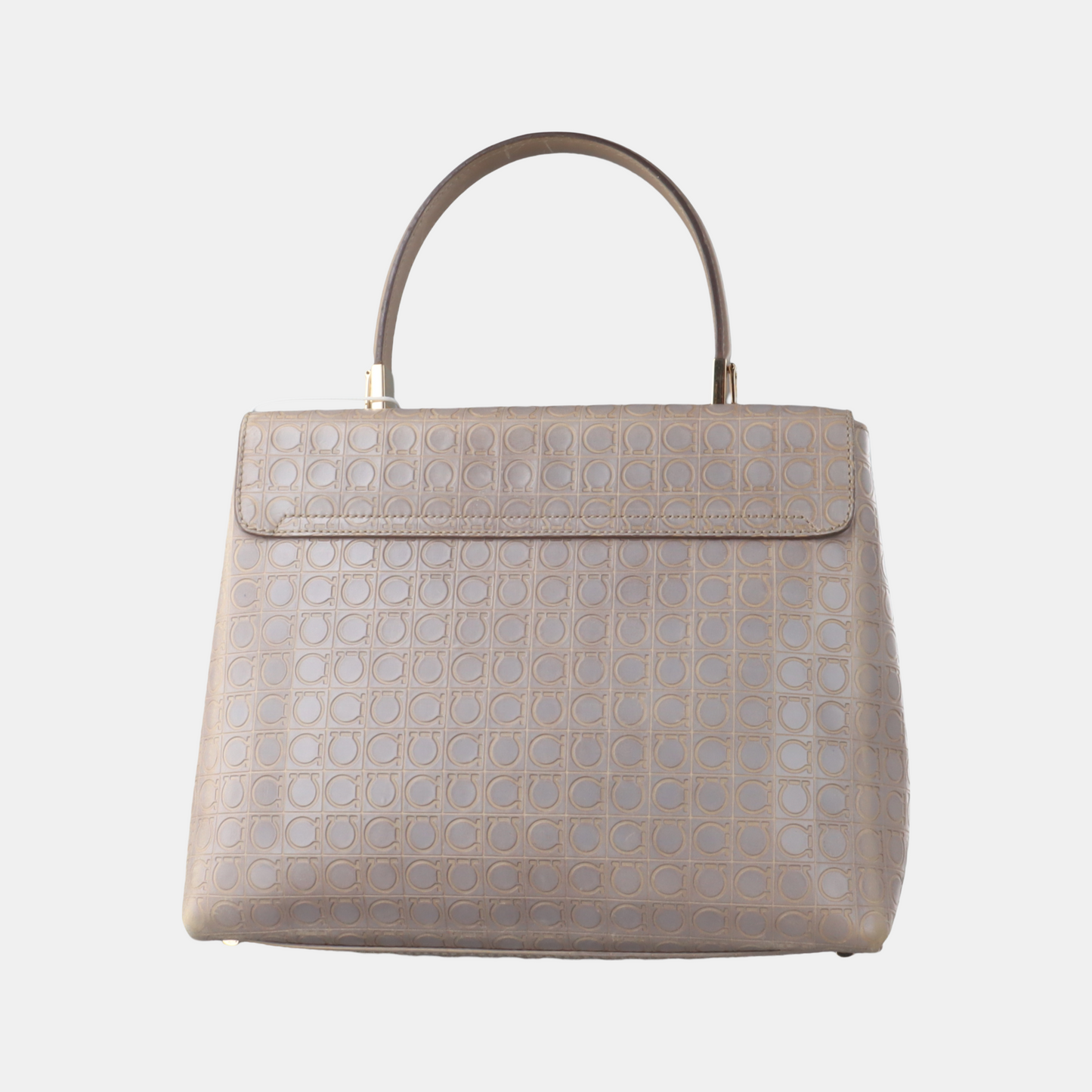 FERRAGAMO Kelly Khaki Leather Tote Golden hardware-(SKU)-14500096