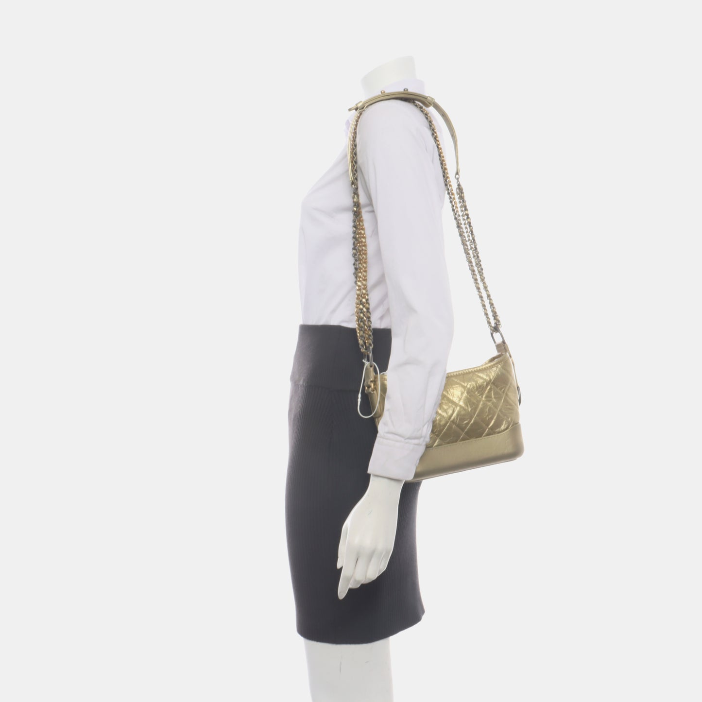 CHANEL GABRIELLE Small Size Gold Calfskin Quilted Crossbody Shoulder Bag Gold Hardware 25 Clasp Removable Strap-(SKU)-934408263
