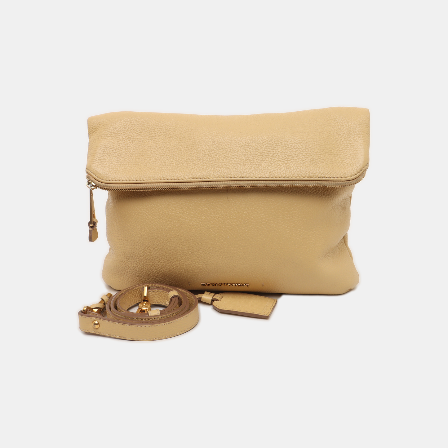 EMPORIO ARMANI Khaki Calf Leather Crossbody Shoulder Bag Golden hardware Removable shoulder strap-(SKU)-933628444