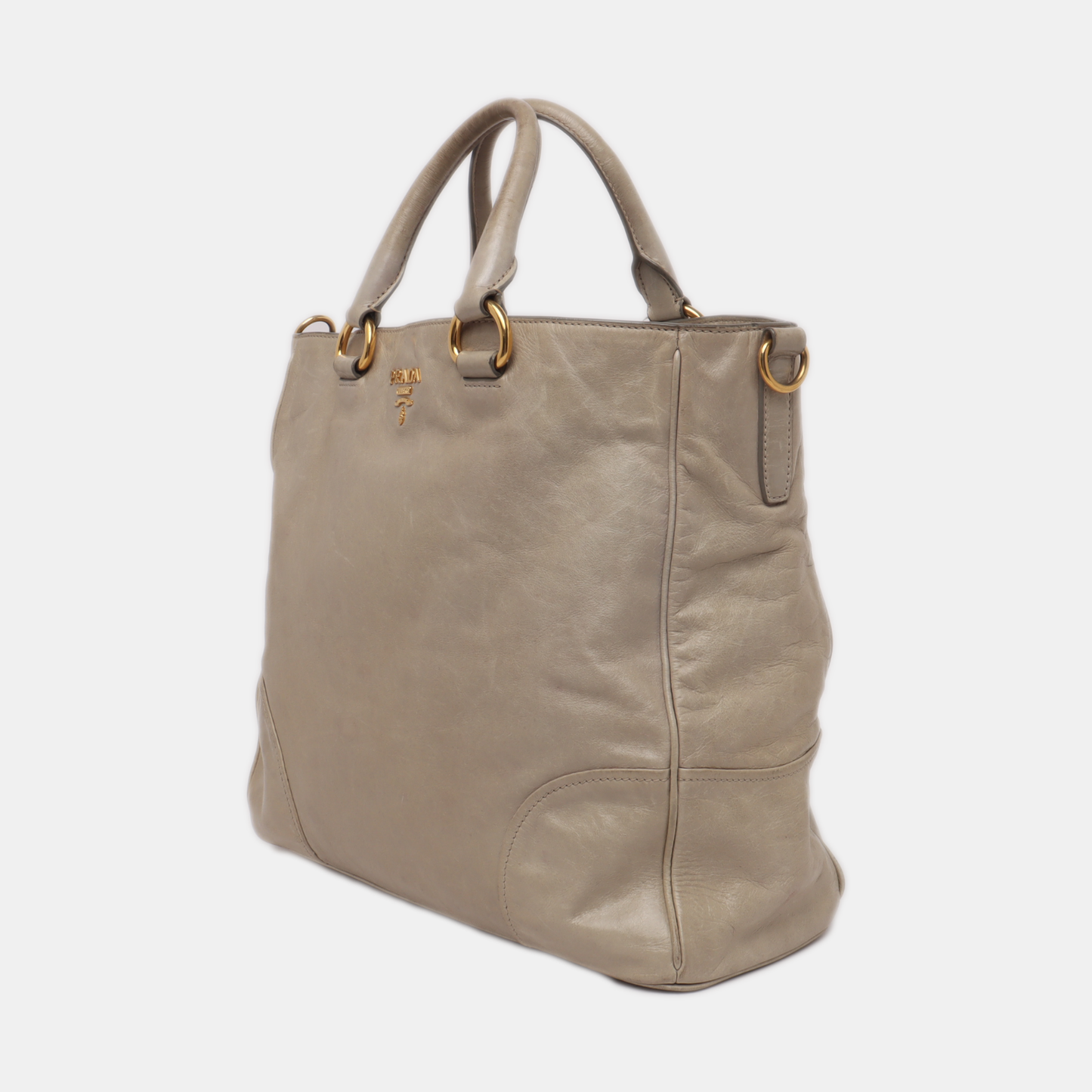 PRADA Green Cowhide Handbag Shoulder Bag Golden hardware-(SKU)-13786138