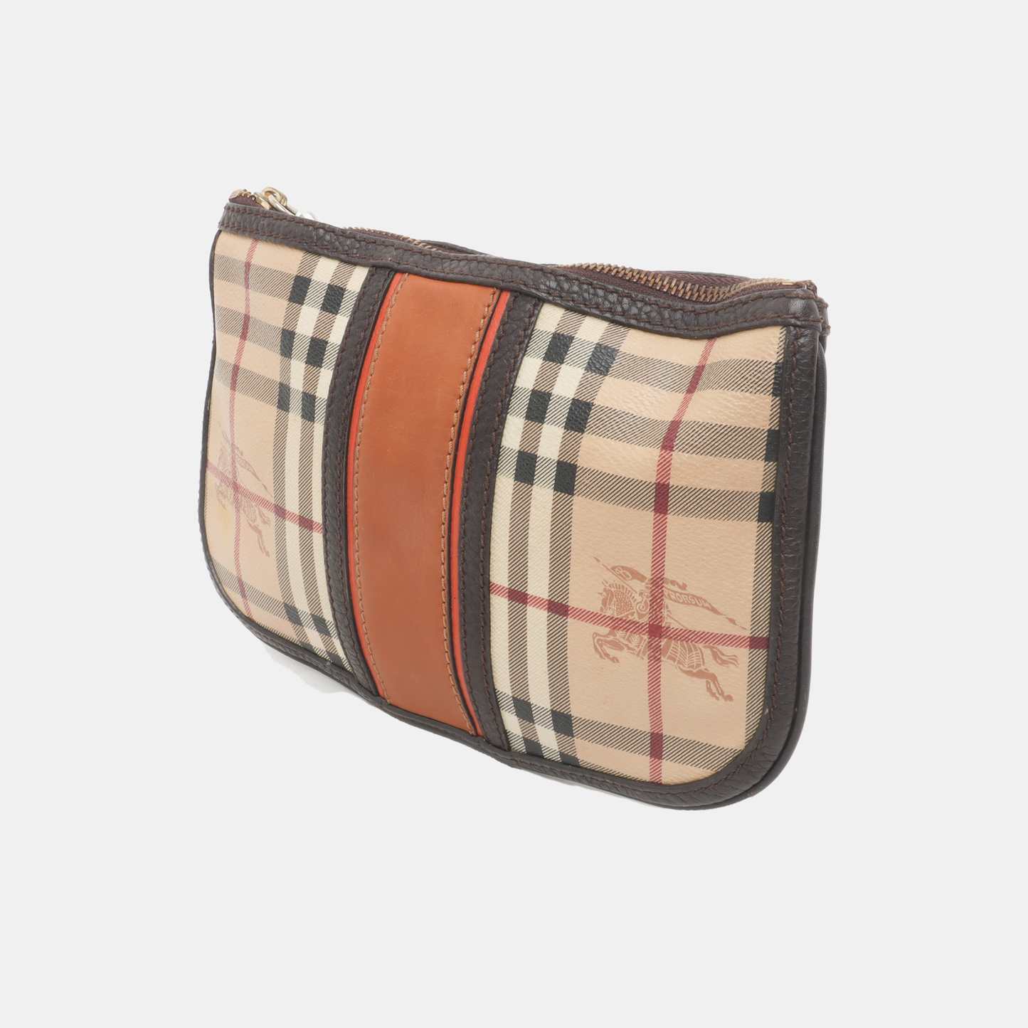 BURBERRY Khaki Coated Canvas Warhorse Plaid Handbag Golden hardware-(SKU)-934780068