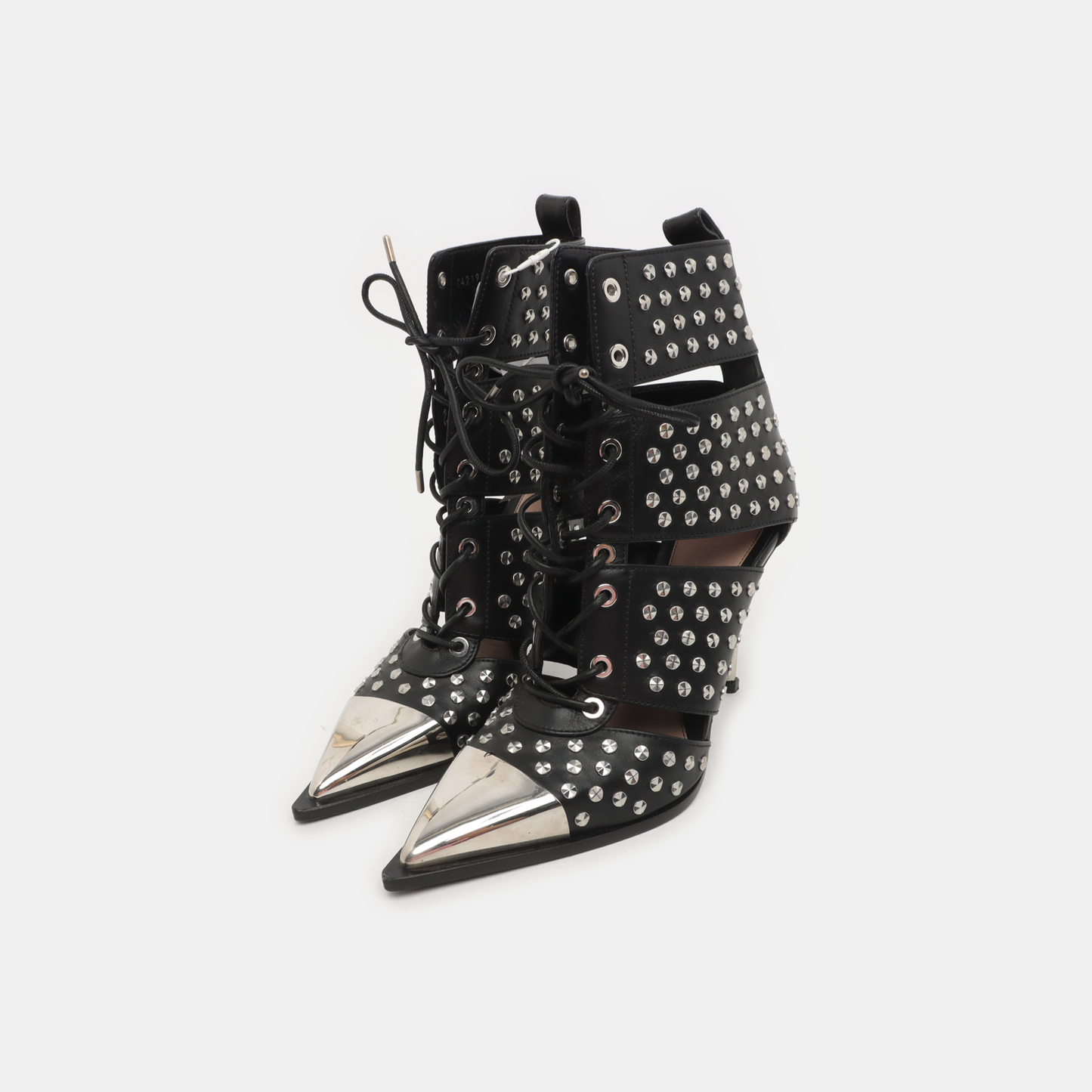 Alexander McQUEEN 37code Spring and Autumn Black Leather Studs Women's High Heels-(SKU)-933862012