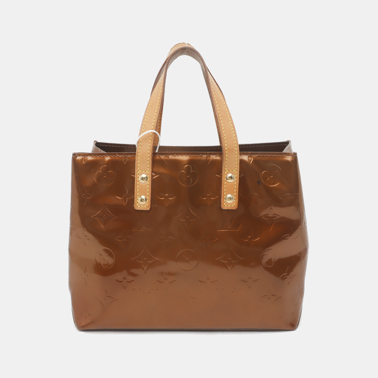 LOUIS VUITTON READE Small size Brown Patent Leather Embossed Handbag Golden hardware-(SKU)-936181874