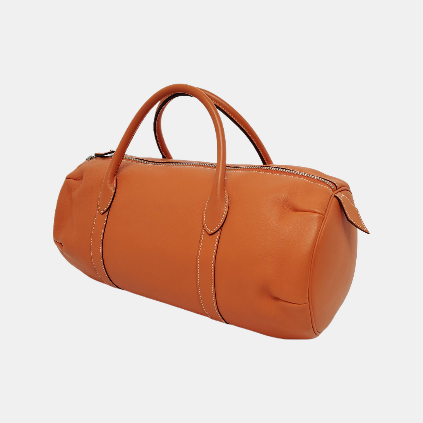 HERMÈS Voyage Polochon Orange Evercolor Calfskin Handbag Golden Hardware 🄽-(SKU)-943397886
