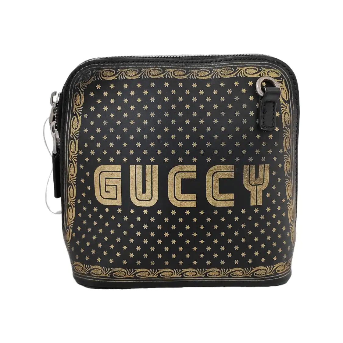 GUCCI Gucci x Sega Black Cowhide Printed Crossbody Bag Single Shoulder Bag Silver Hardware Removable shoulder strap-(SKU)-942931331
