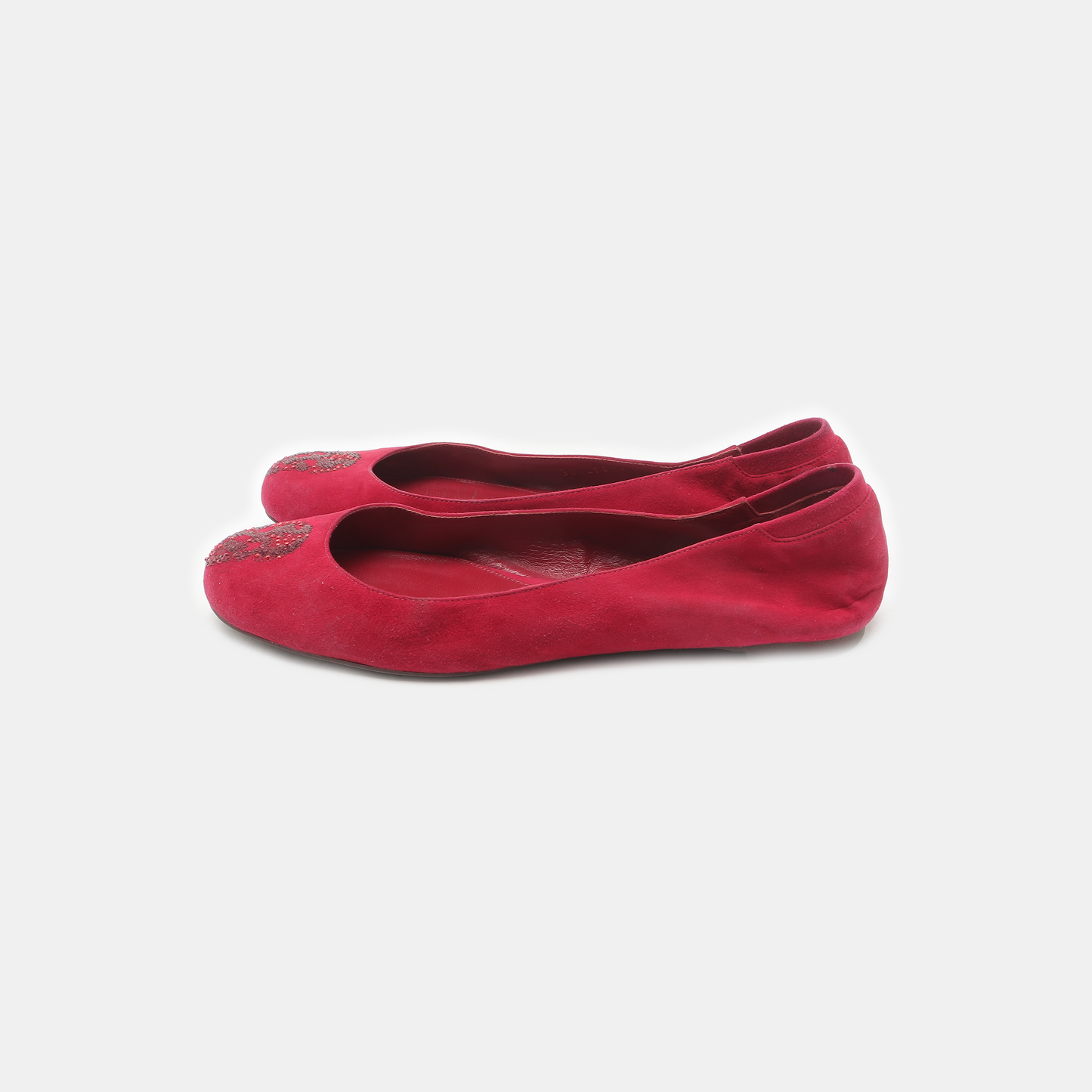 Alexander McQUEEN 37code Autumn Winter Red Suede Leather Women's Low Heel Low Top Dress Shoes-(SKU)-939056143