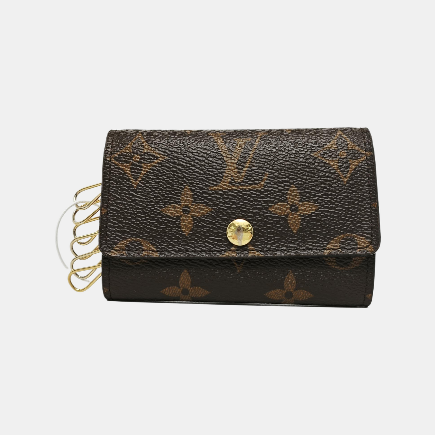 LOUIS VUITTON Brown Coated Canvas Monogram Key Bag Golden hardware-(SKU)-944332250