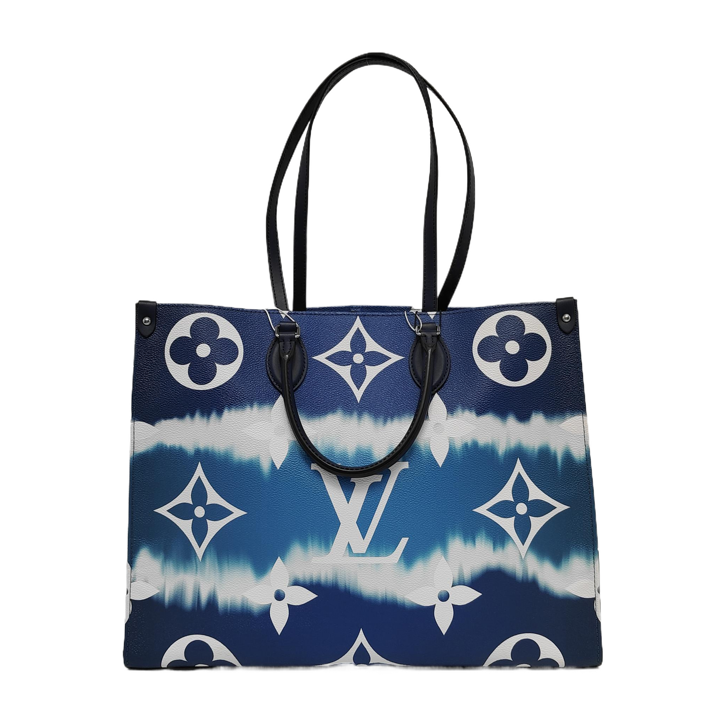 LOUIS VUITTON ONTHEGO Large Blue Coated Canvas Printed Jungle Backpack Shoulder Bag Handbag Silver Hardware-(SKU)-943857916