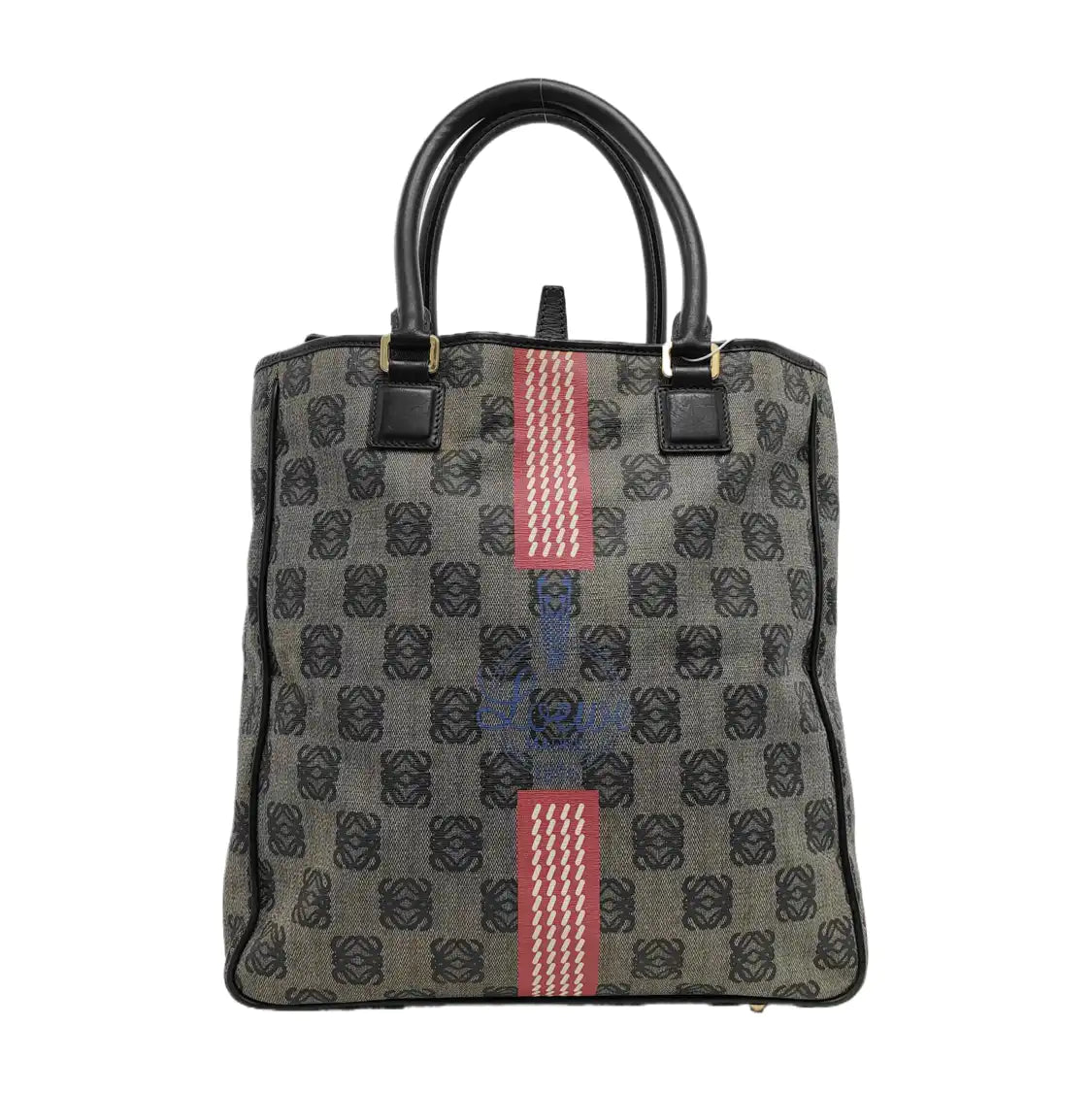 LOEWE Tote bag Gray Coated Canvas Monogram Floral Print Handbag Golden hardware-(SKU)-946029178