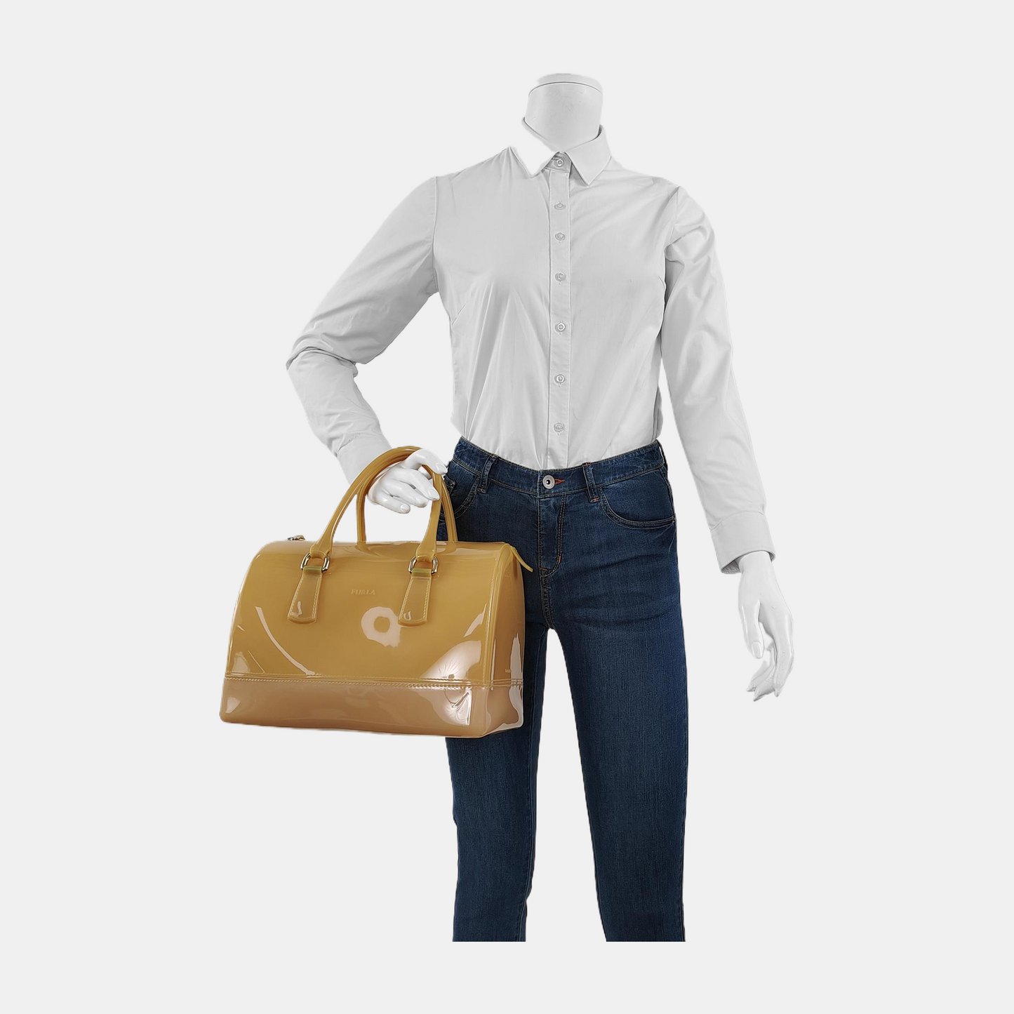 FURLA Candy Large size Brown special material handbag Golden hardware-(SKU)-944064333