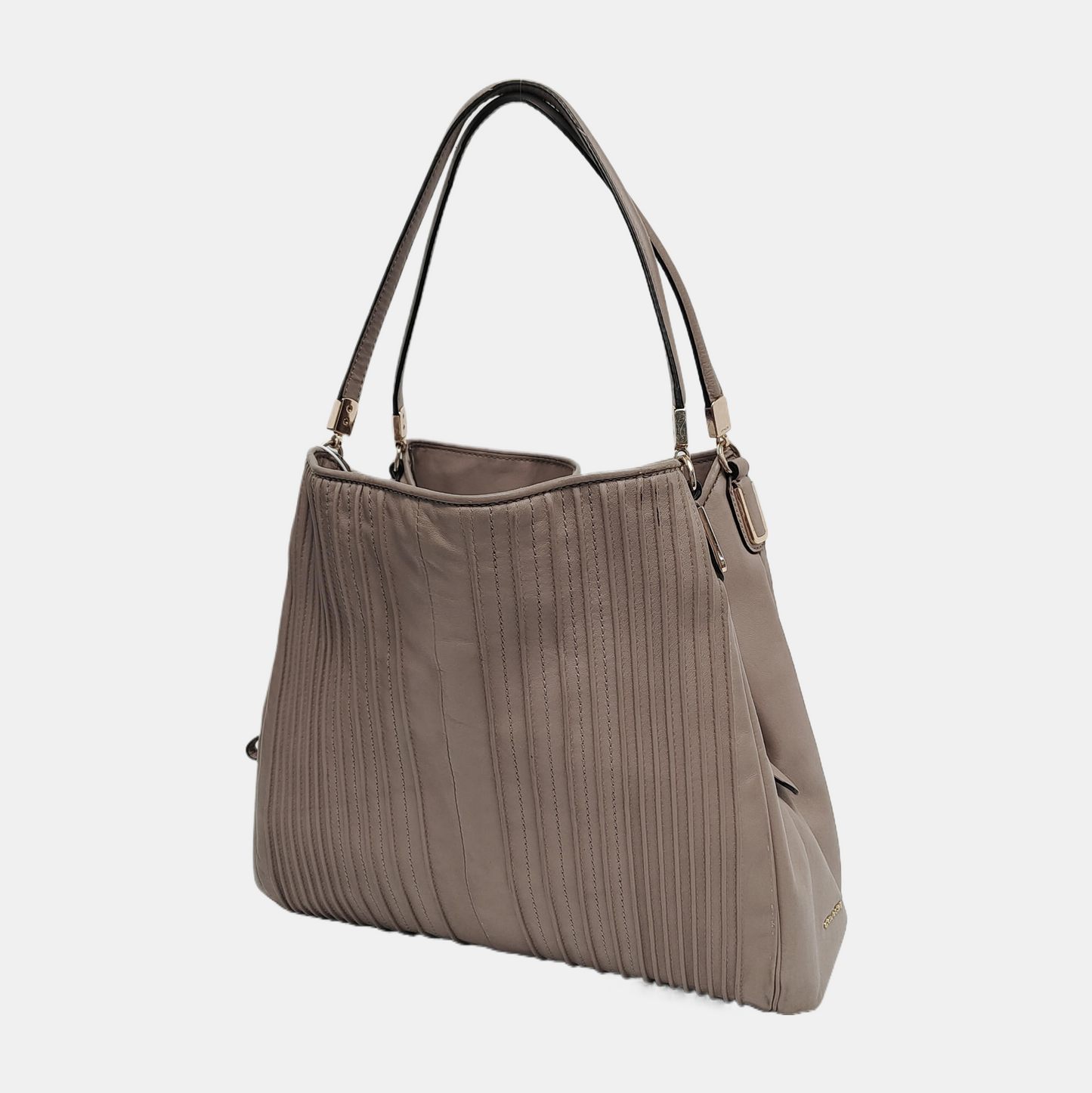 COACH Beige Leather Plaid Quilted Shoulder Bag Golden hardware-(SKU)-943927608