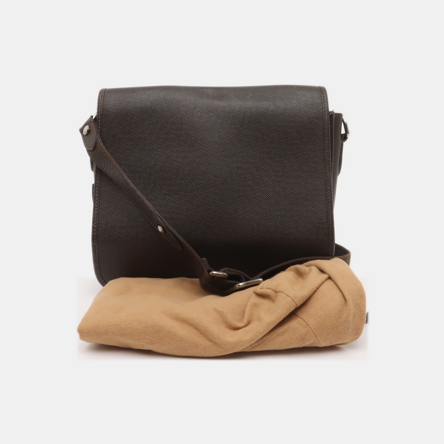 LOUIS VUITTON ANDREI Dark brown cowhide postman bag crossbody bag, shoulder bag Silver Hardware-(SKU)-930085105