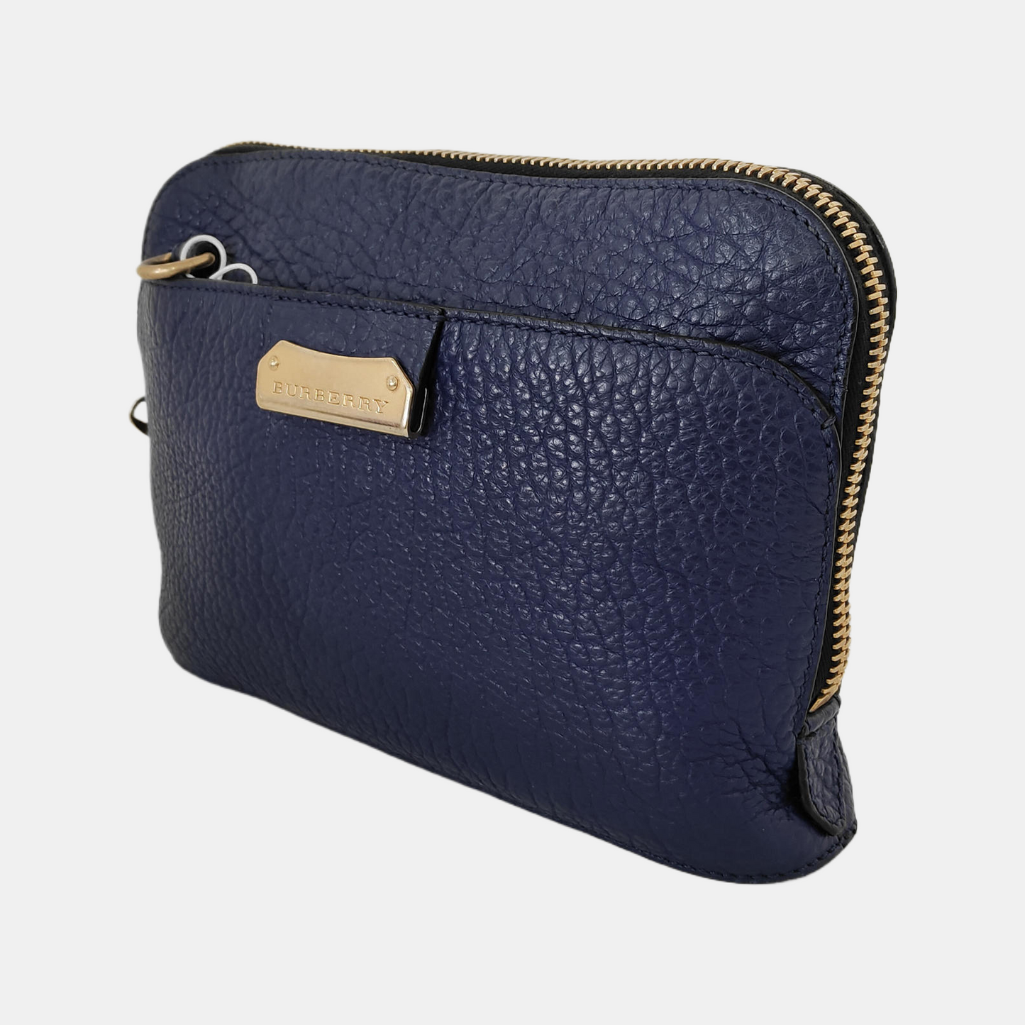 BURBERRY Harrogate Dark Blue Leather Crossbody Shoulder Bag Golden hardware Removable shoulder strap-(SKU)-942274360
