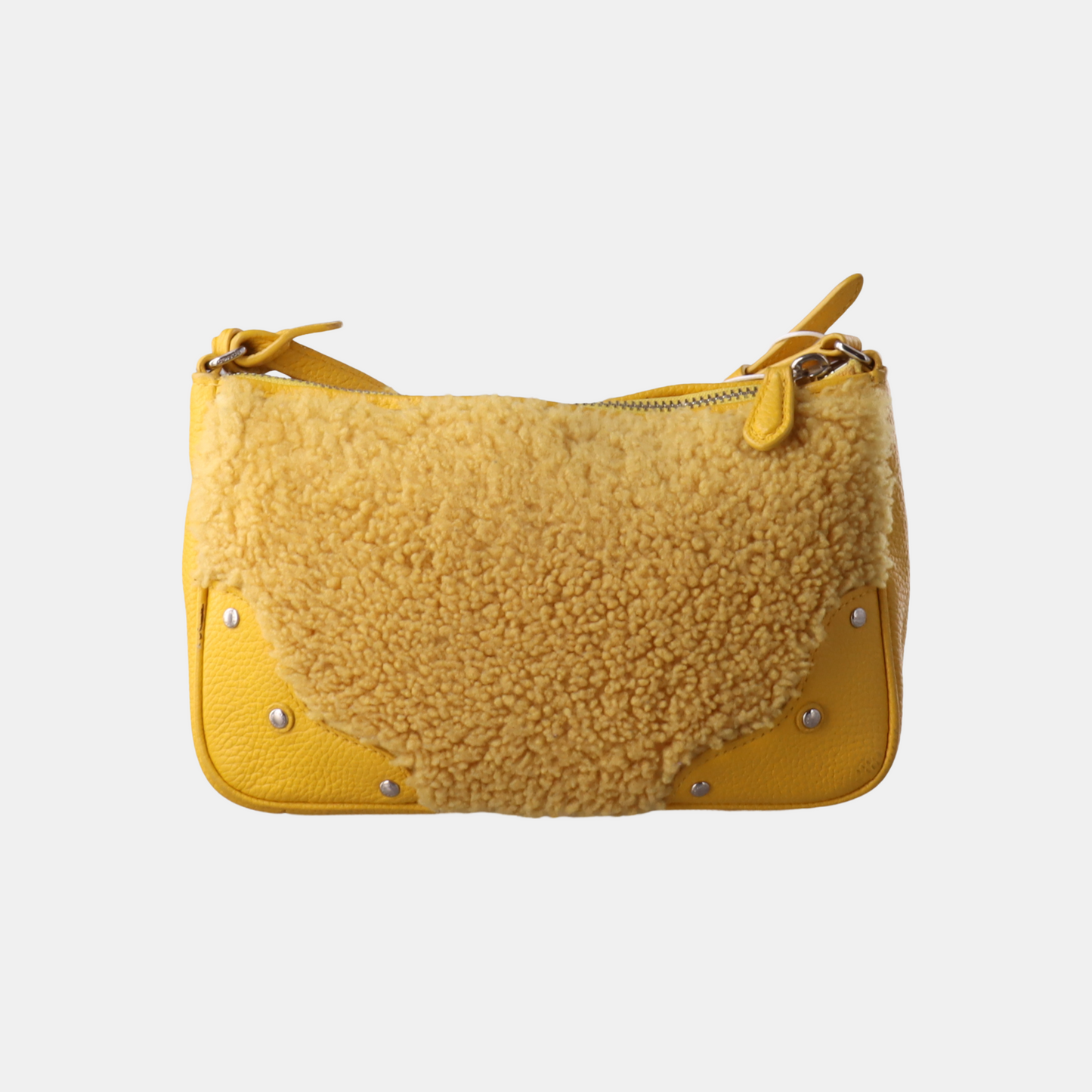 COACH Yellow Fabric Studs Crossbody Single Shoulder Bag Silver Hardware-(SKU)-14056089