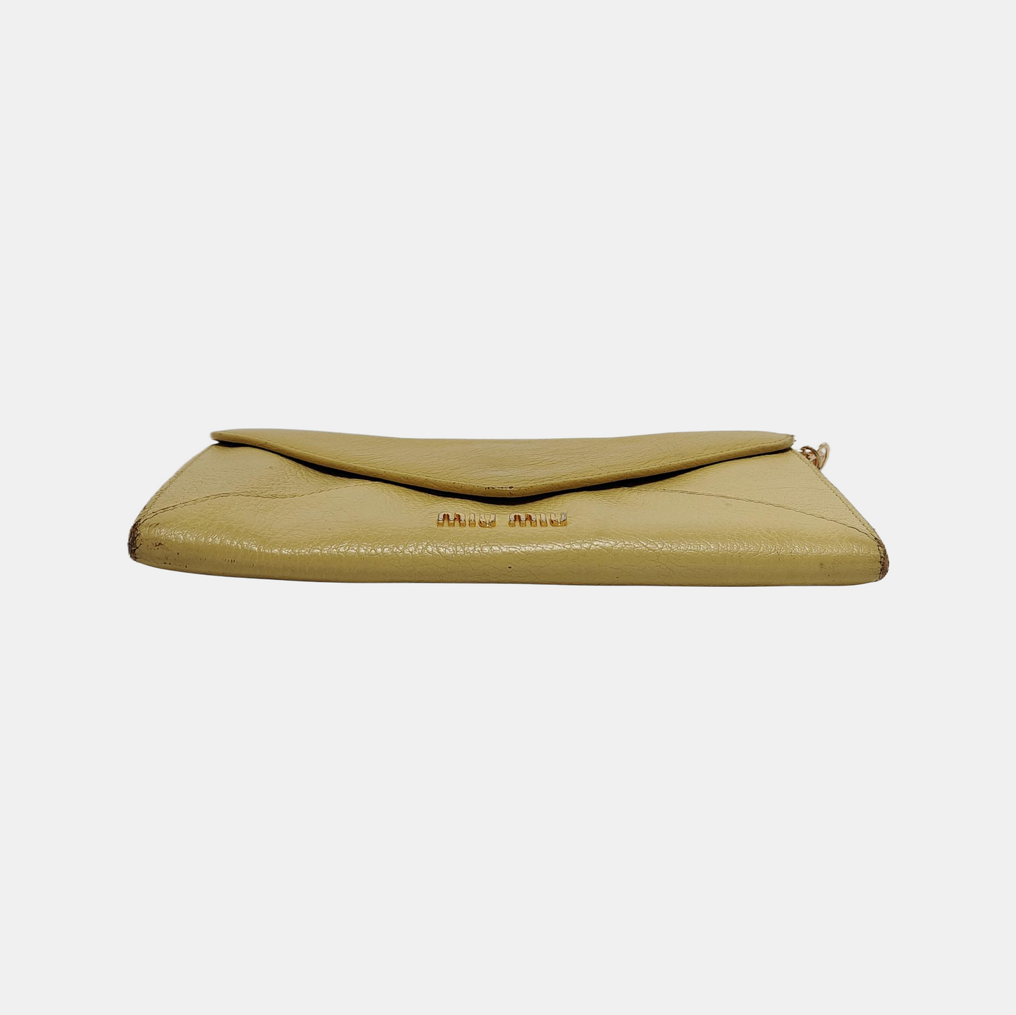 Miu Miu Love Yellow Cowhide Wallet Golden hardware-(SKU)-941953467