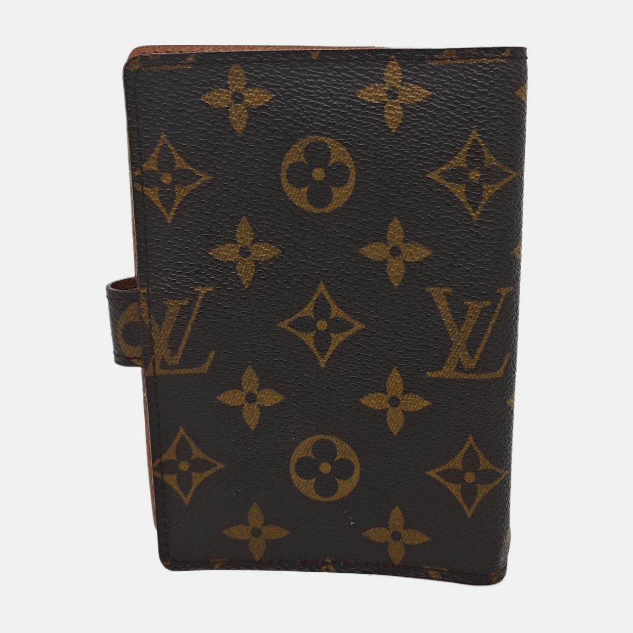 LOUIS VUITTON AGENDA Brown Coated Canvas Monogrammed Tote Handbag Golden hardware Vintage model-(SKU)-943035127