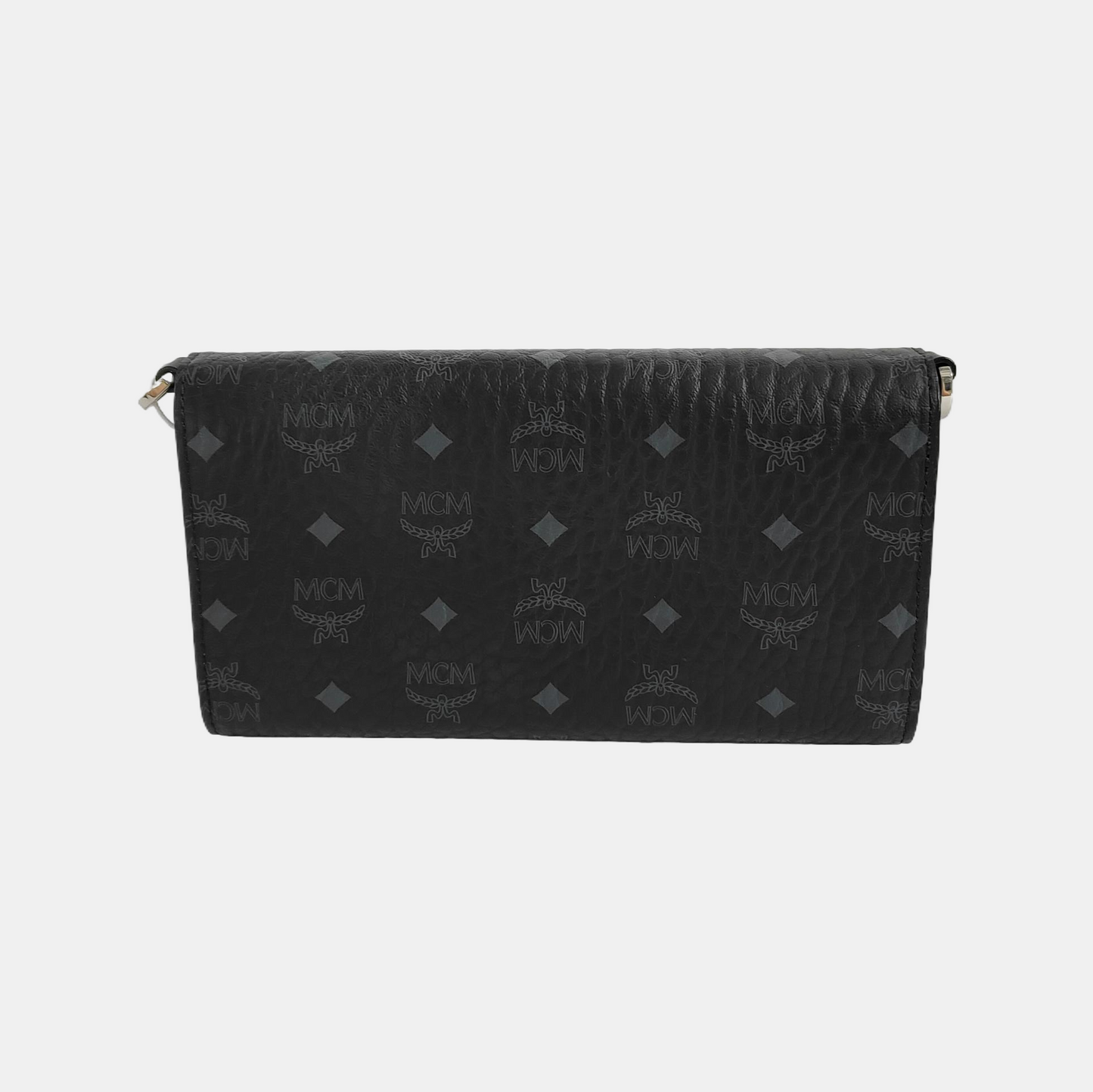 MCM Black Coated Canvas Monogram Crossbody Bag Single Shoulder Bag Silver Hardware Removable shoulder strap-(SKU)-941692288