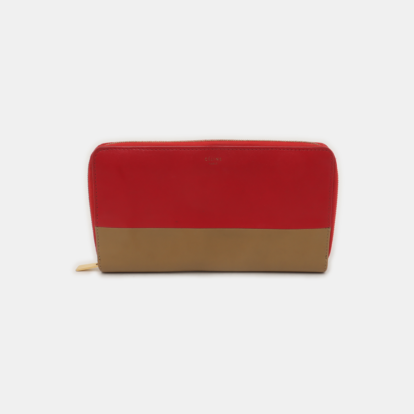 CELINE SOLO Red Leather Wallet Golden hardware-(SKU)-935679430