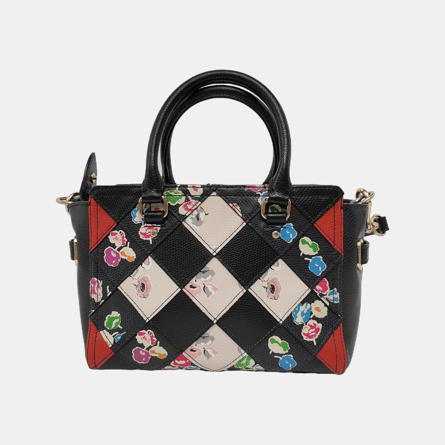 COACH SWAGGER Multicolor Leather Print Woven Crossbody Shoulder Bag Tote Golden hardware Removable shoulder strap-(SKU)-944220951