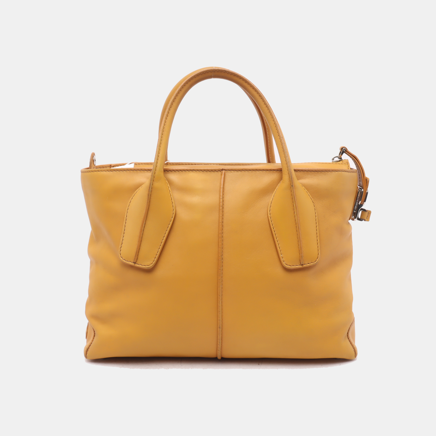 TOD'S D-Styling Ginger Yellow Leather Single Shoulder Tote Bag Silver Hardware Removable shoulder strap-(SKU)-929917405