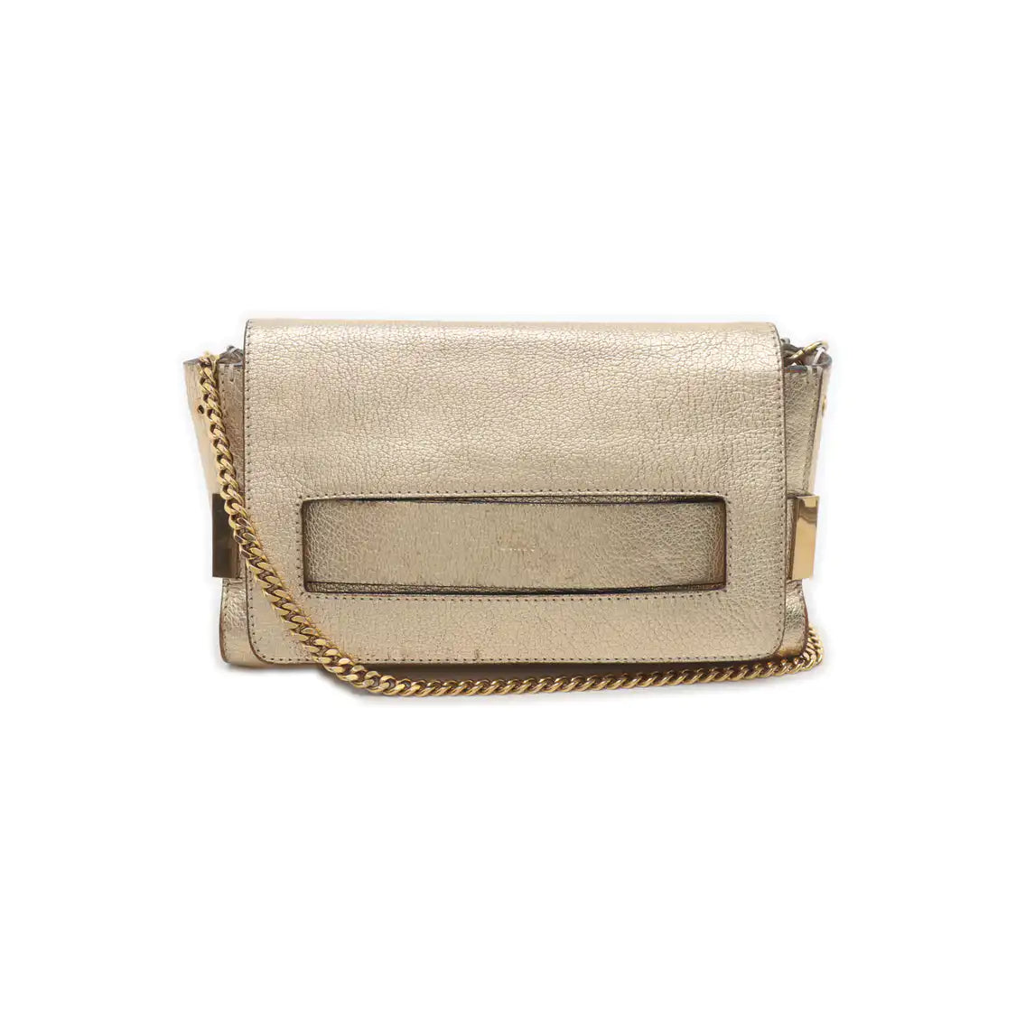 Chloé Elle Golden Leather Shoulder Bag, Crossbody Bag Golden hardware Removable shoulder strap-(SKU)-936942070