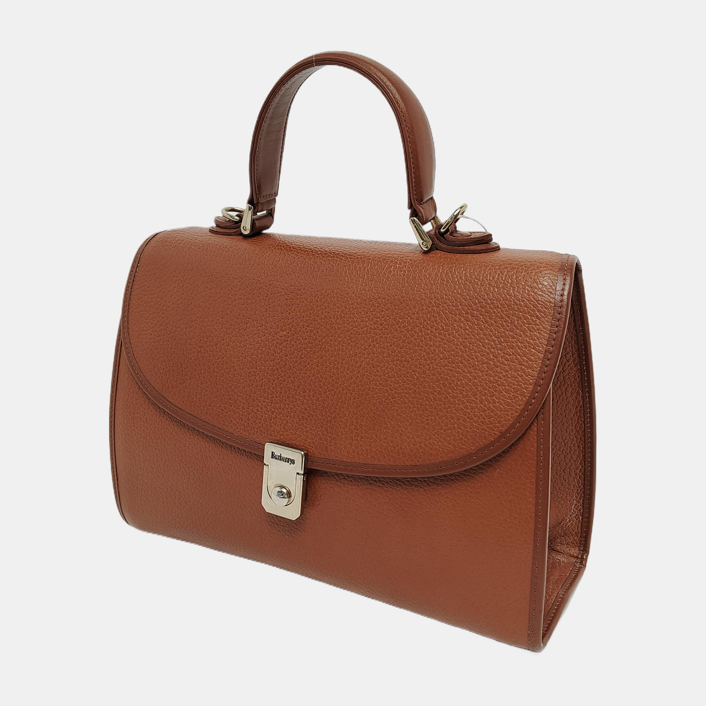 BURBERRY Brown Cowhide Handbag Silver Hardware-(SKU)-14318361