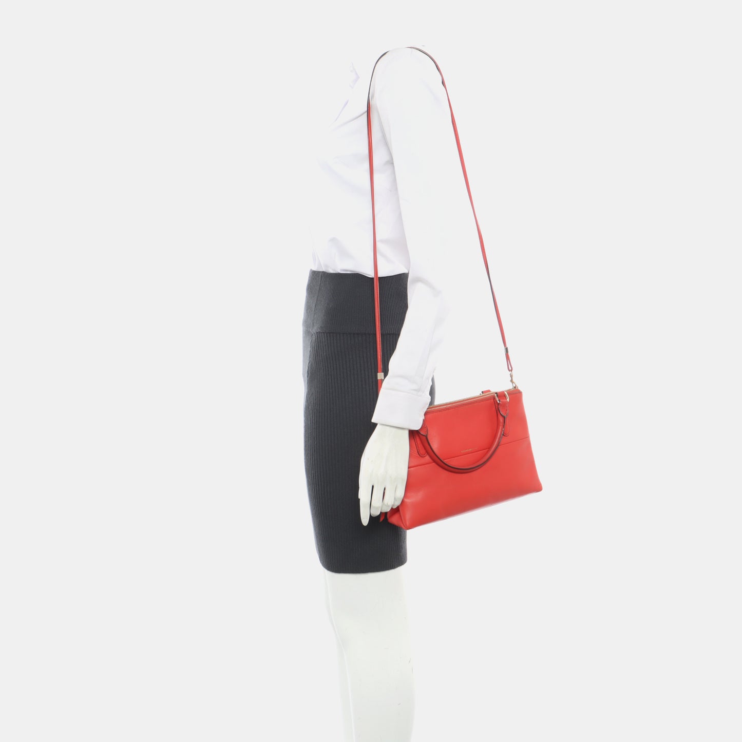 COACH Tote bag Red Leather Crossbody Single Shoulder Bag Handbag Golden hardware Removable shoulder strap-(SKU)-11962000