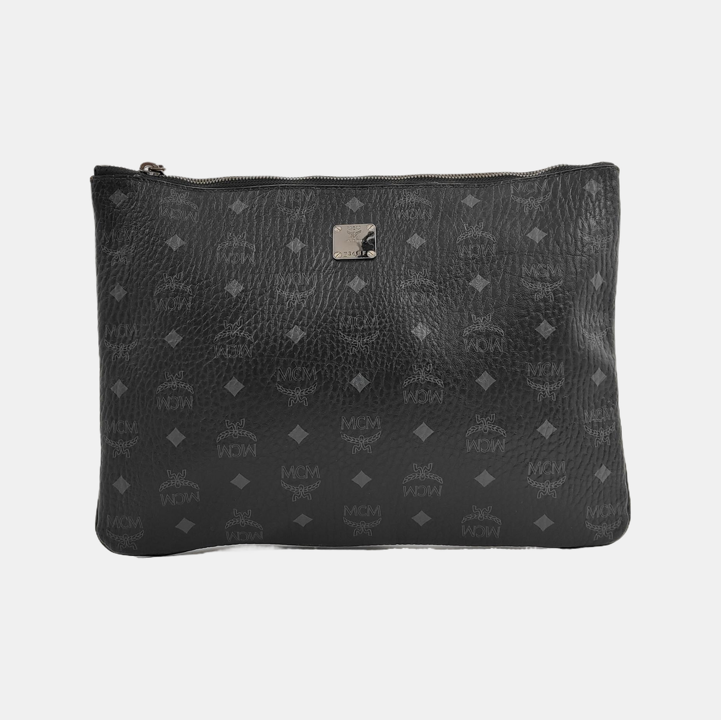 MCM ESSENTIAL Black coated canvas monogram handbag Silver Hardware-(SKU)-942090825