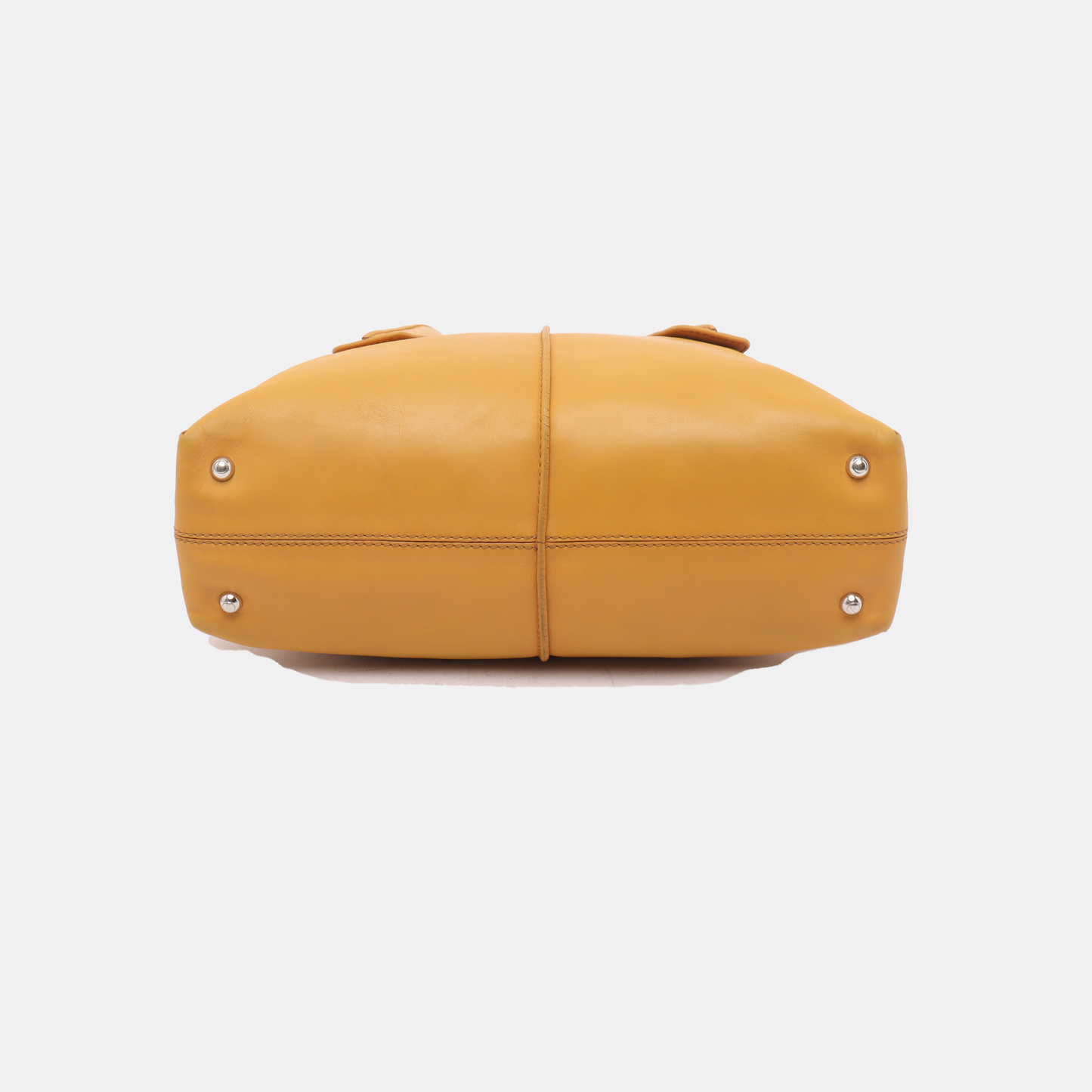 TOD'S D-Styling Ginger Yellow Leather Single Shoulder Tote Bag Silver Hardware Removable shoulder strap-(SKU)-929917405