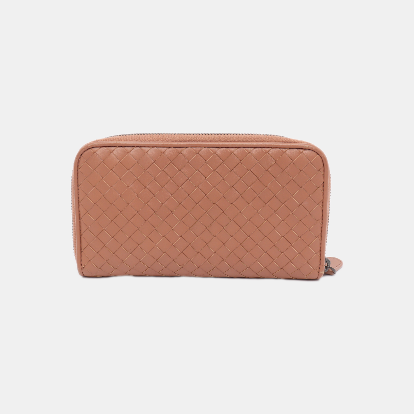 BOTTEGA VENETA Pink Cowhide Woven Wallet Black hardware-(SKU)-13502848