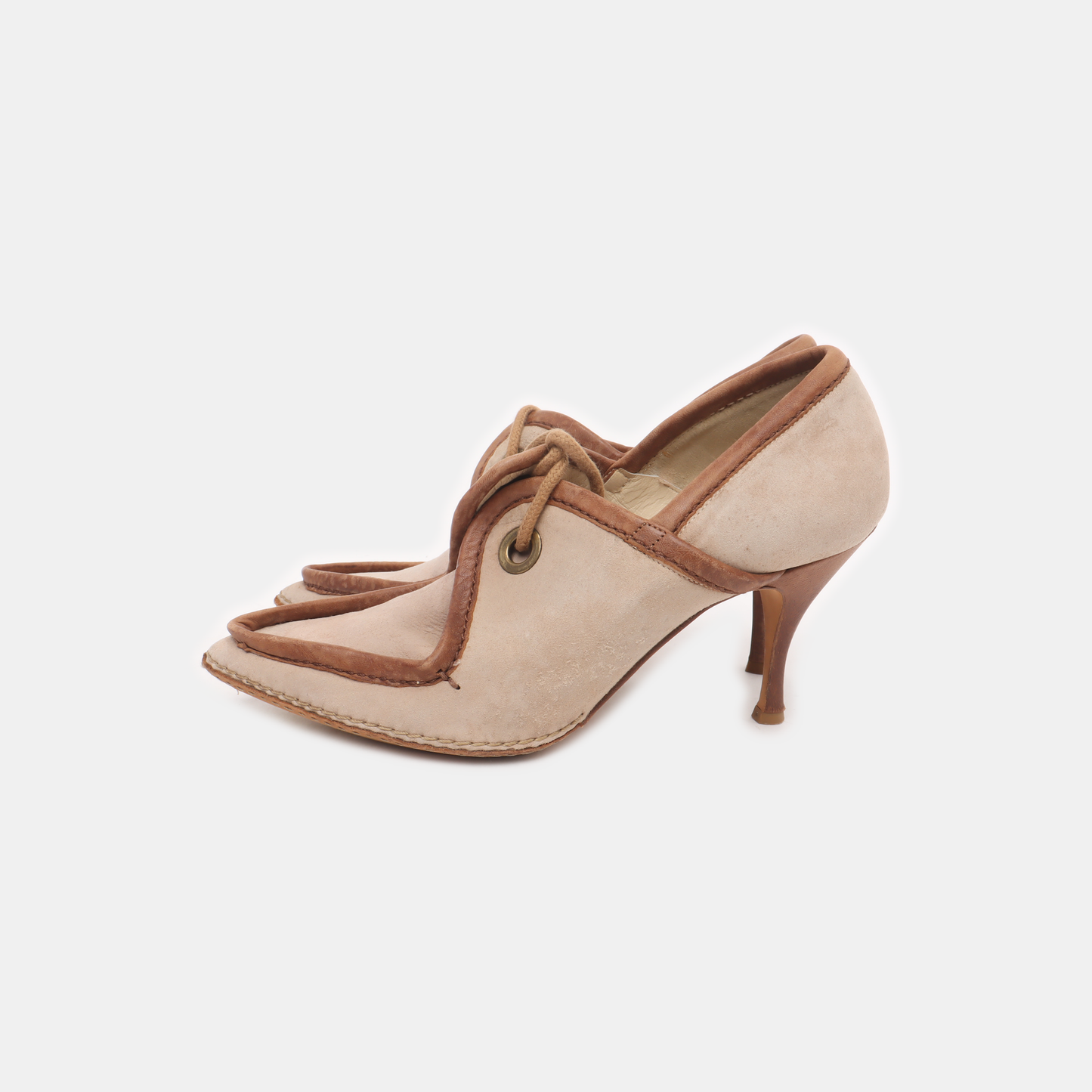 Alexander McQUEEN 38.5code Summer Gray Suede Leather Women's High Heels-(SKU)-14020631