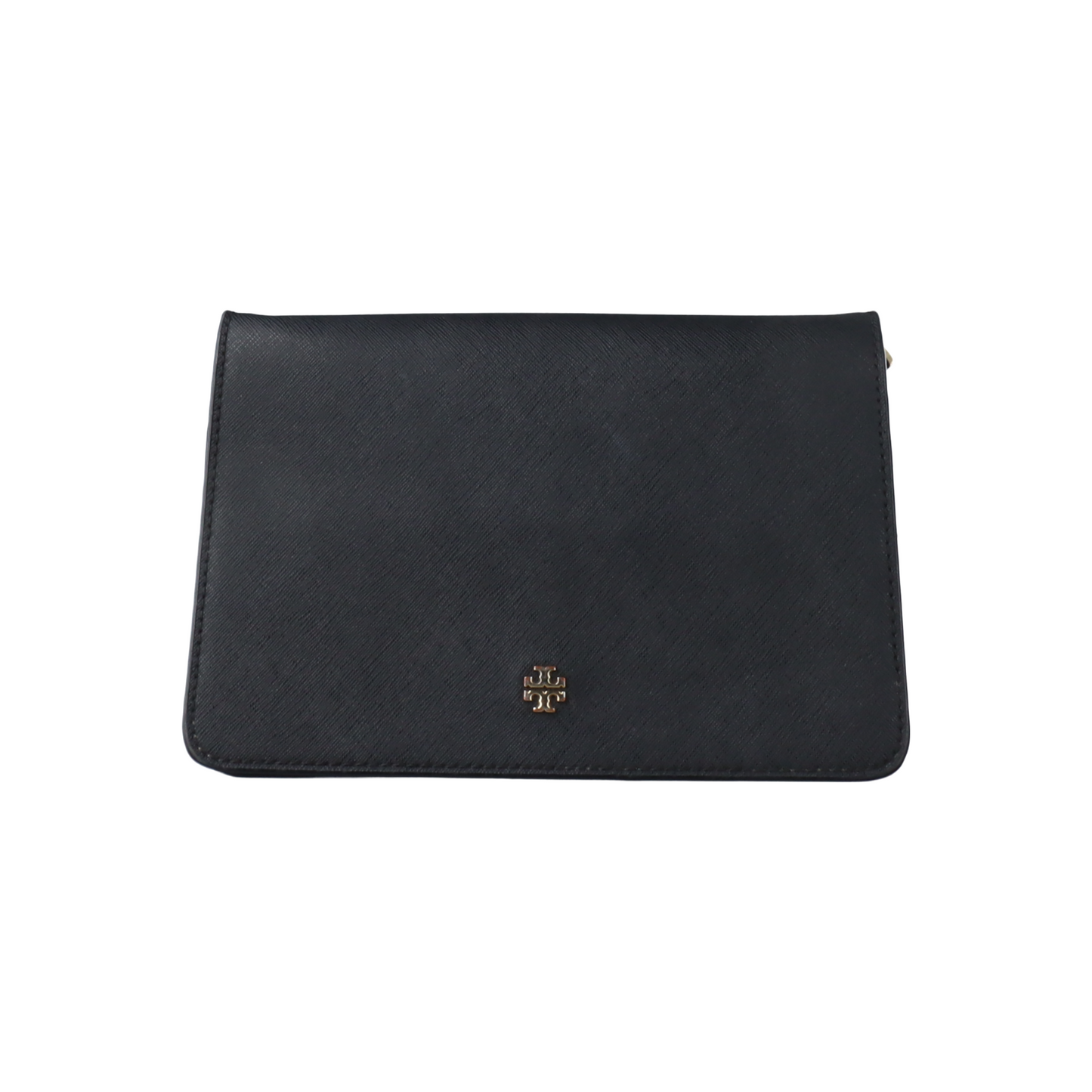 TORY BURCH York Black Leather Embossed Crossbody Single Shoulder Bag Golden hardware Removable shoulder strap-(SKU)-14436887
