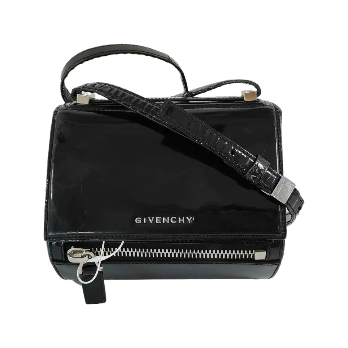 GIVENCHY Pandora Black Leather Crossbody Bag Single Shoulder Bag Silver Hardware Removable shoulder strap-(SKU)-946136707