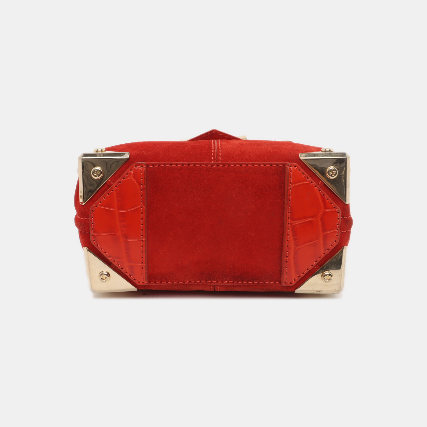 Alexander Wang Marion Orange-red suede rivet crocodile-pattern shoulder bag/crossbody bag Golden hardware Removable shoulder strap-(SKU)-928445182