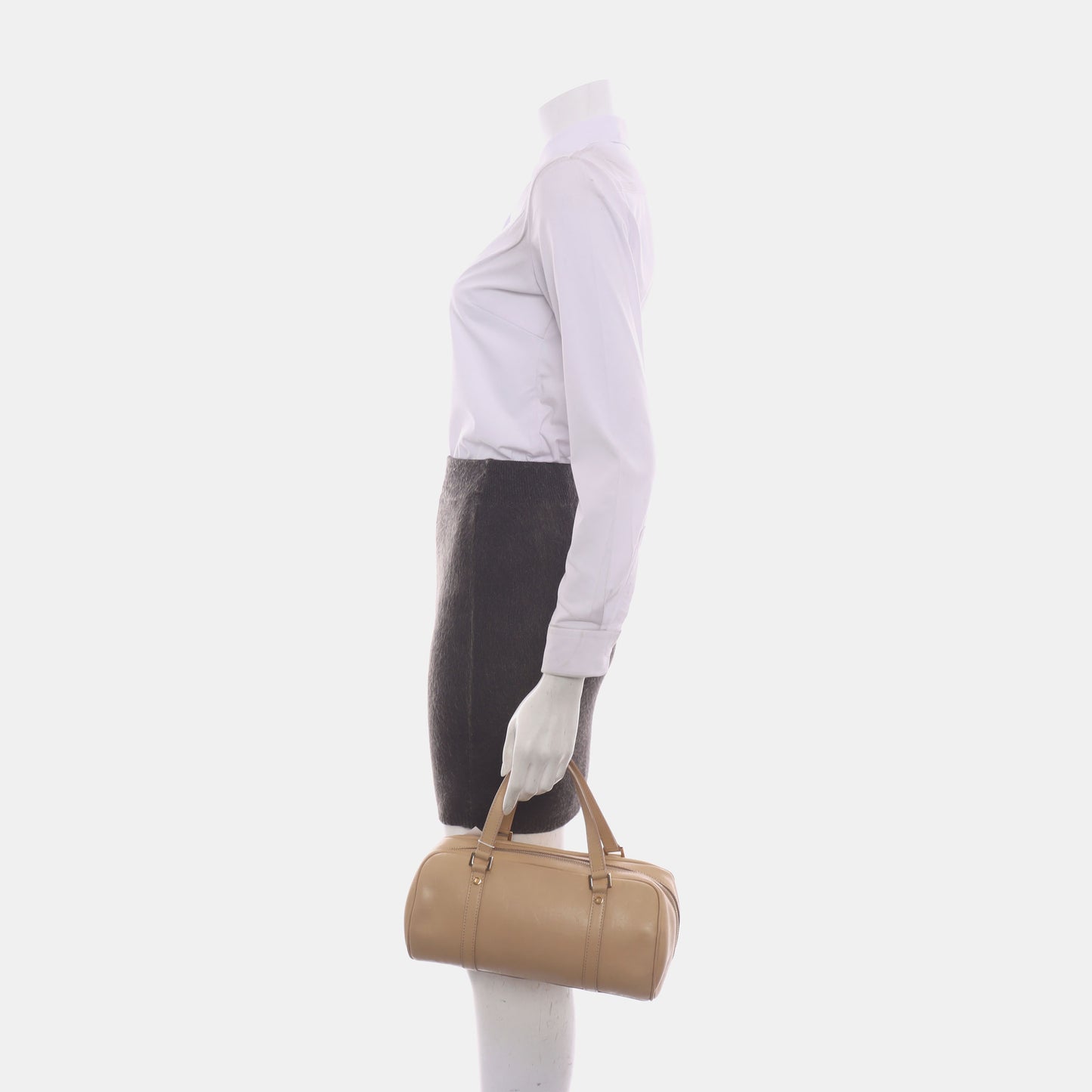 CELINE Beige Leather Embossed Handbag Golden hardware-(SKU)-14139543
