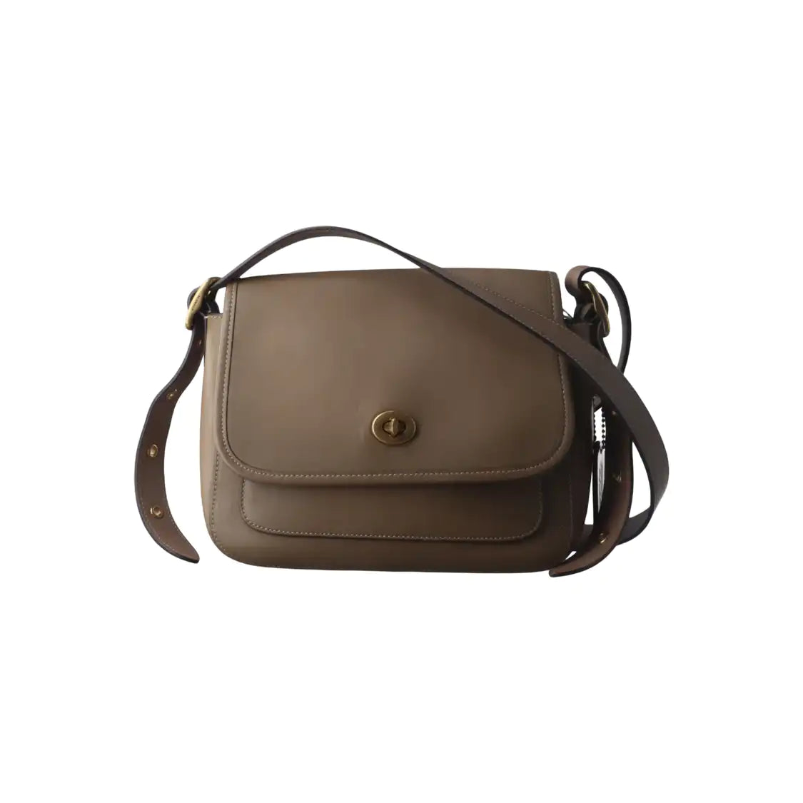 COACH RAMBLER Elephant Gray Calfskin Leather Crossbody Bag Golden hardware Removable shoulder strap-(SKU)-933856249