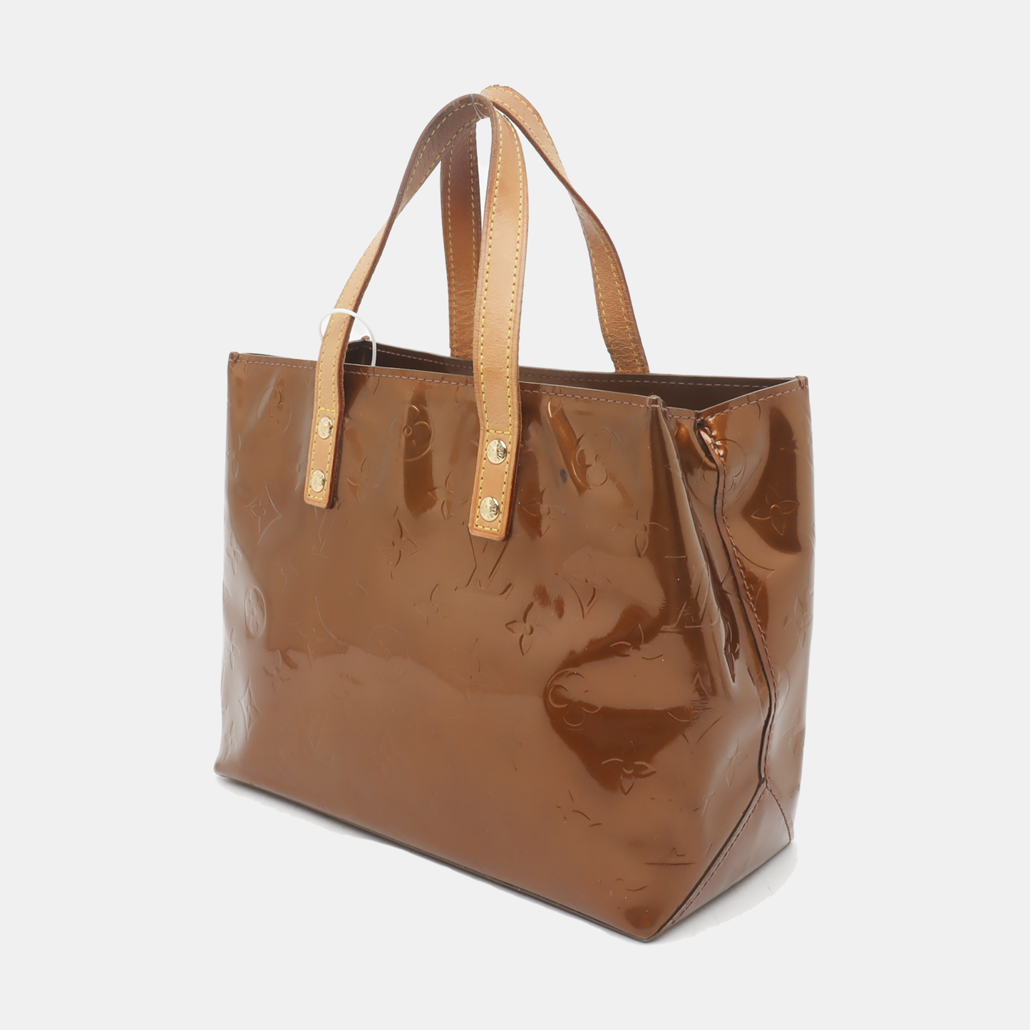LOUIS VUITTON READE Small size Brown Patent Leather Embossed Handbag Golden hardware-(SKU)-936181874