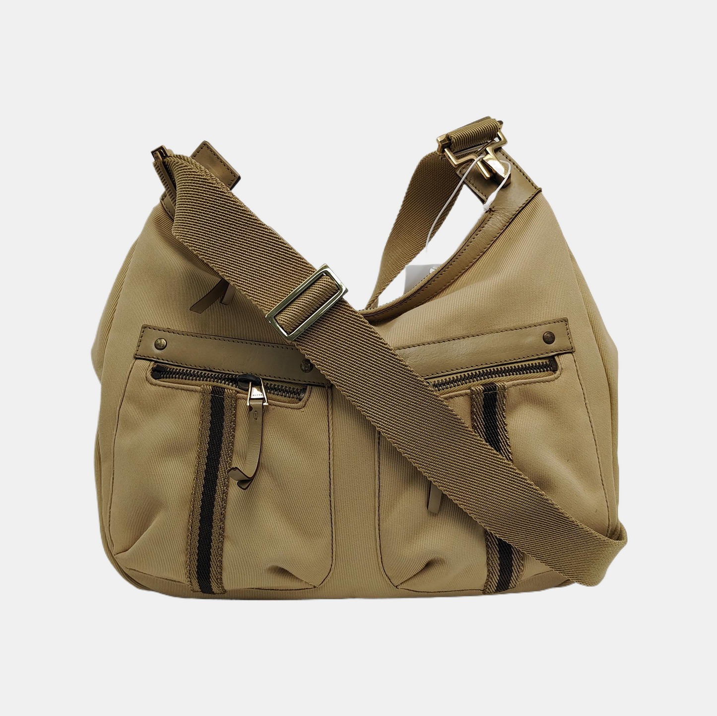GUCCI Khaki Canvas Single Shoulder Bag, Crossbody Bag Golden hardware-(SKU)-941853667