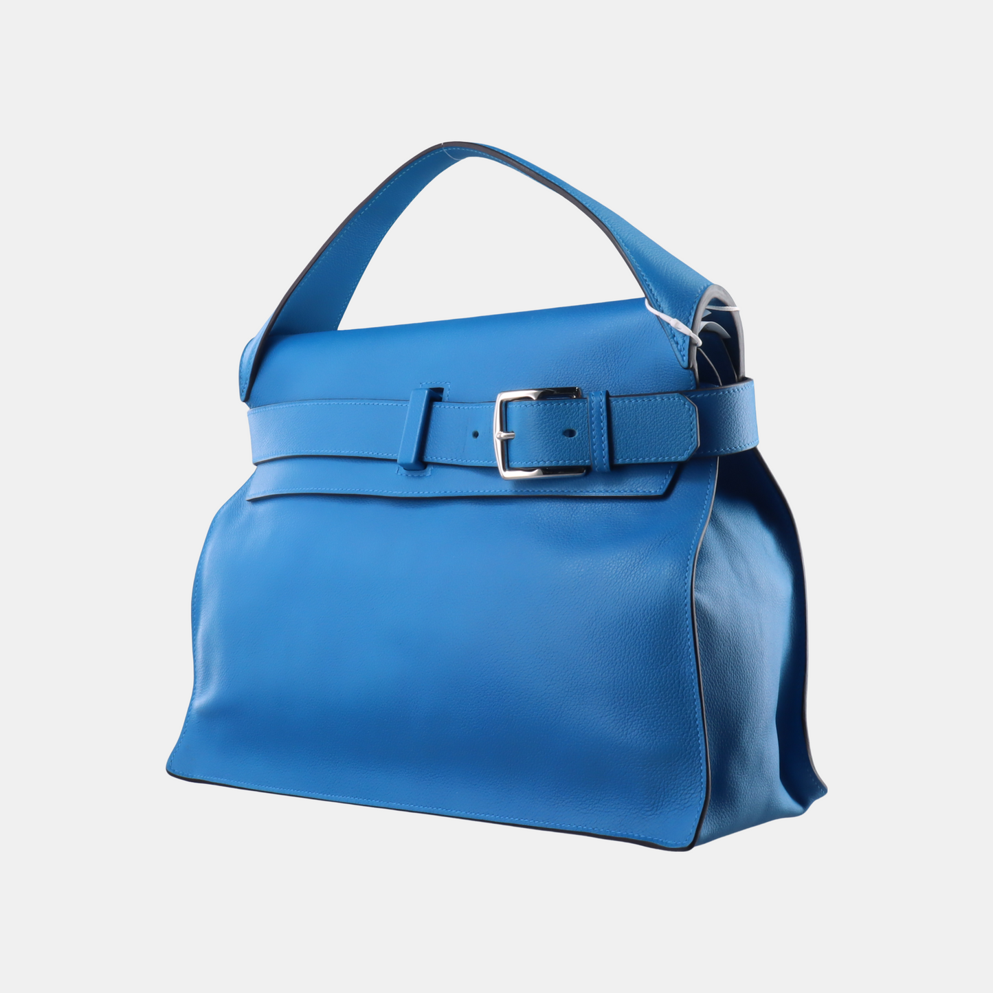 HERMÈS Etribelt Tanzanian Blue Evercolor Leather Tote Bag Silver Hardware 🅀 Stamp-(SKU)-931664662