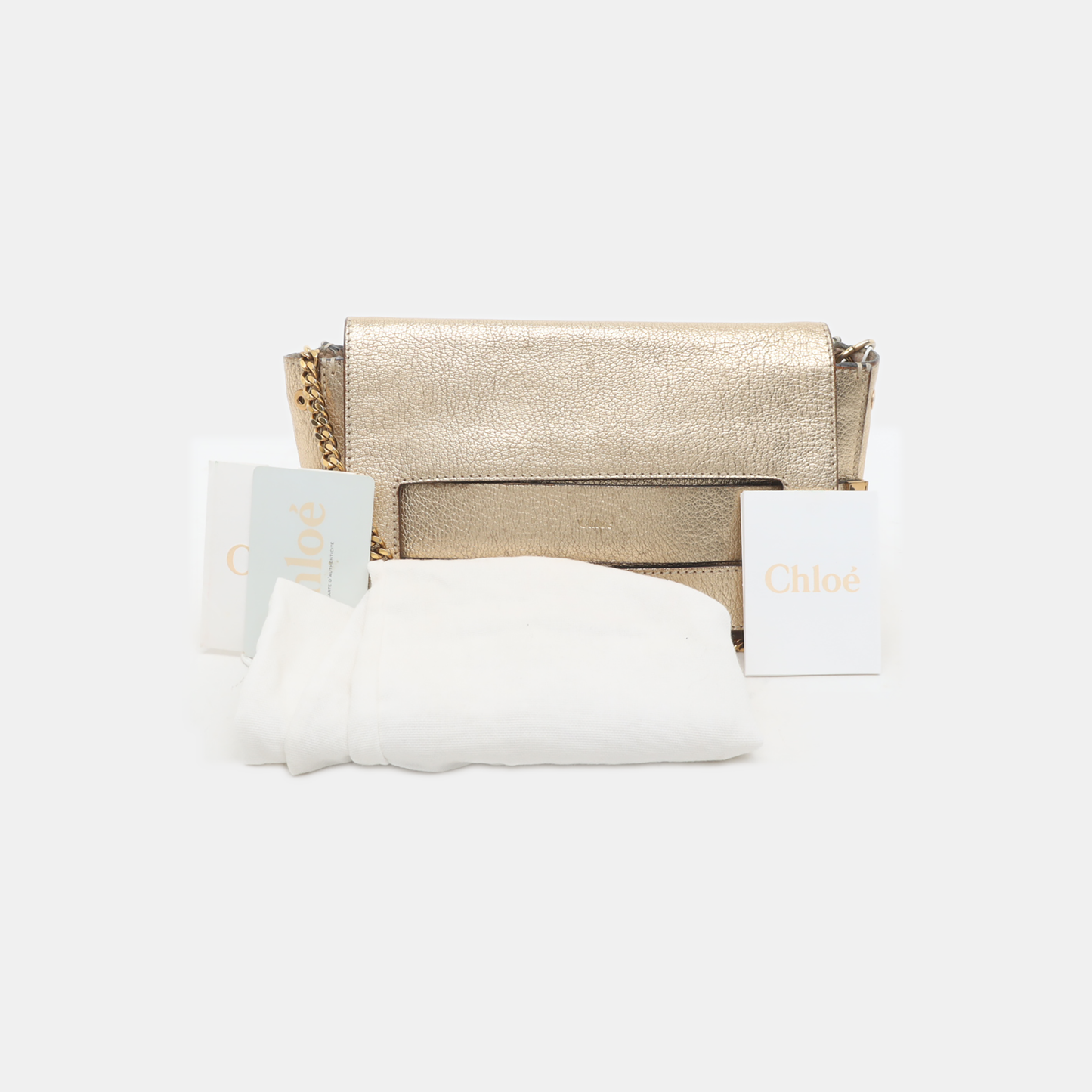 Chloé Elle Golden Leather Shoulder Bag, Crossbody Bag Golden hardware Removable shoulder strap-(SKU)-936942070